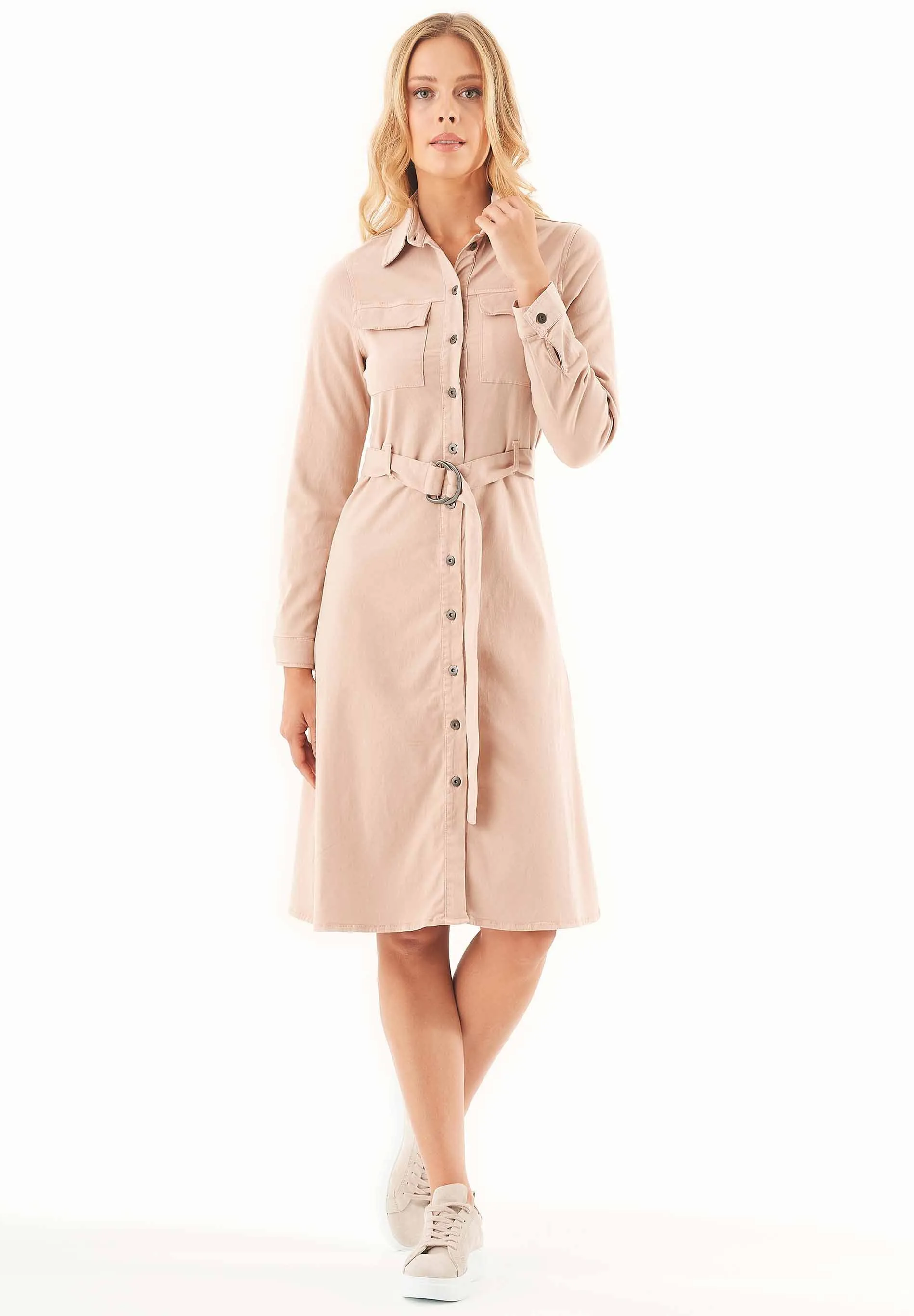 Belted Lyocell Blend Shirt Dress Beige sold by Ivalo.com