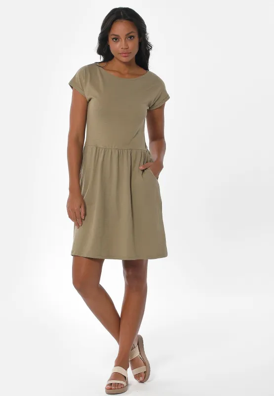 Slub Jersey Dress With Side Pockets Olive sold by Ivalo.com