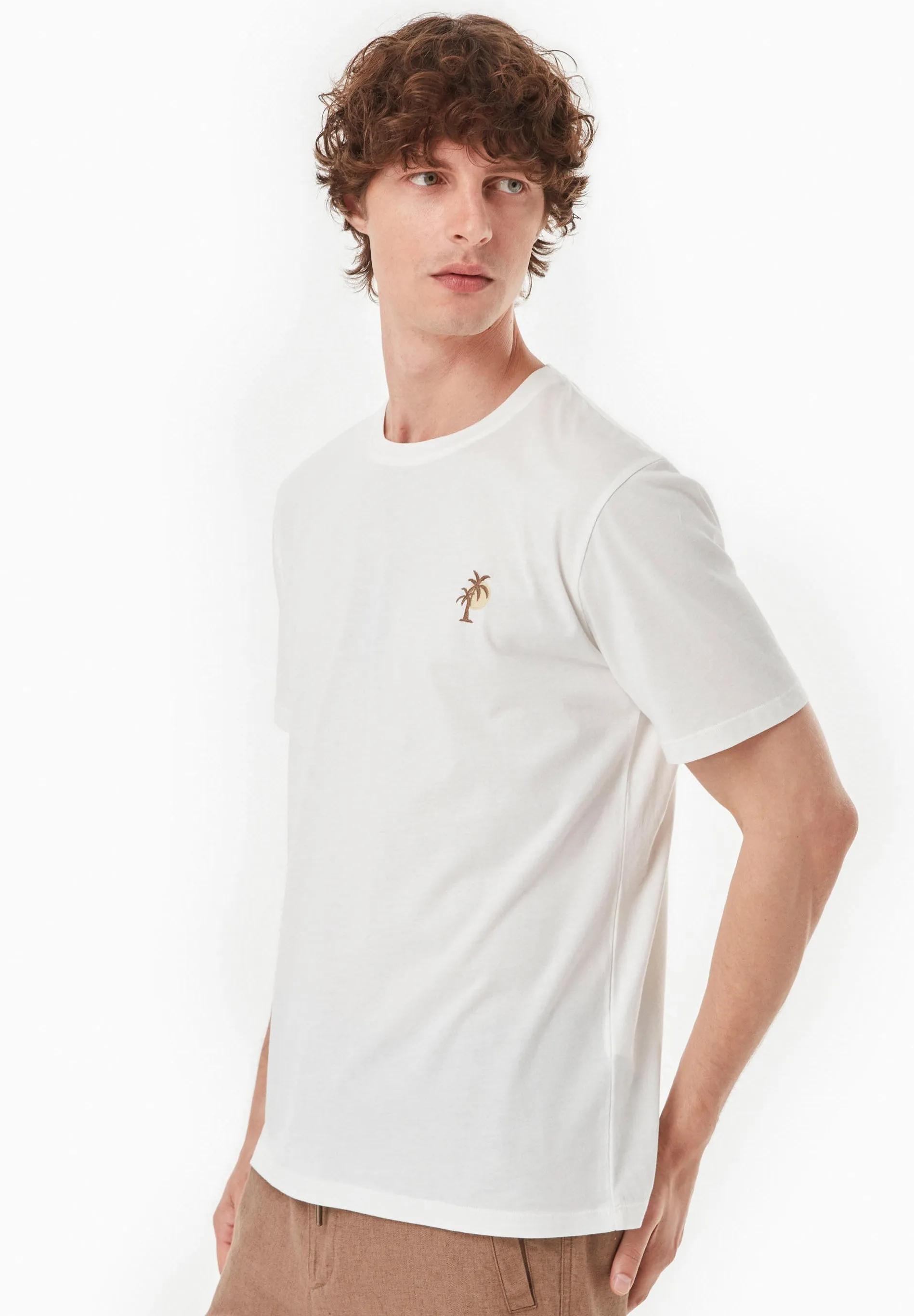 Men's Palm Tree Modal Blend T-Shirt Off White sold by Ivalo.com