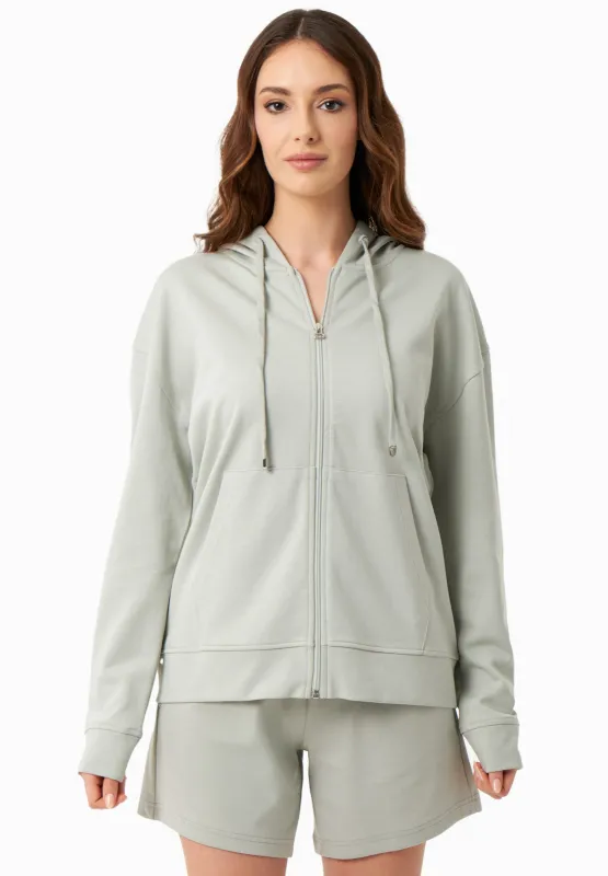 Women's Modal Blend Zipper Hoodie Green Moss sold by Ivalo.com