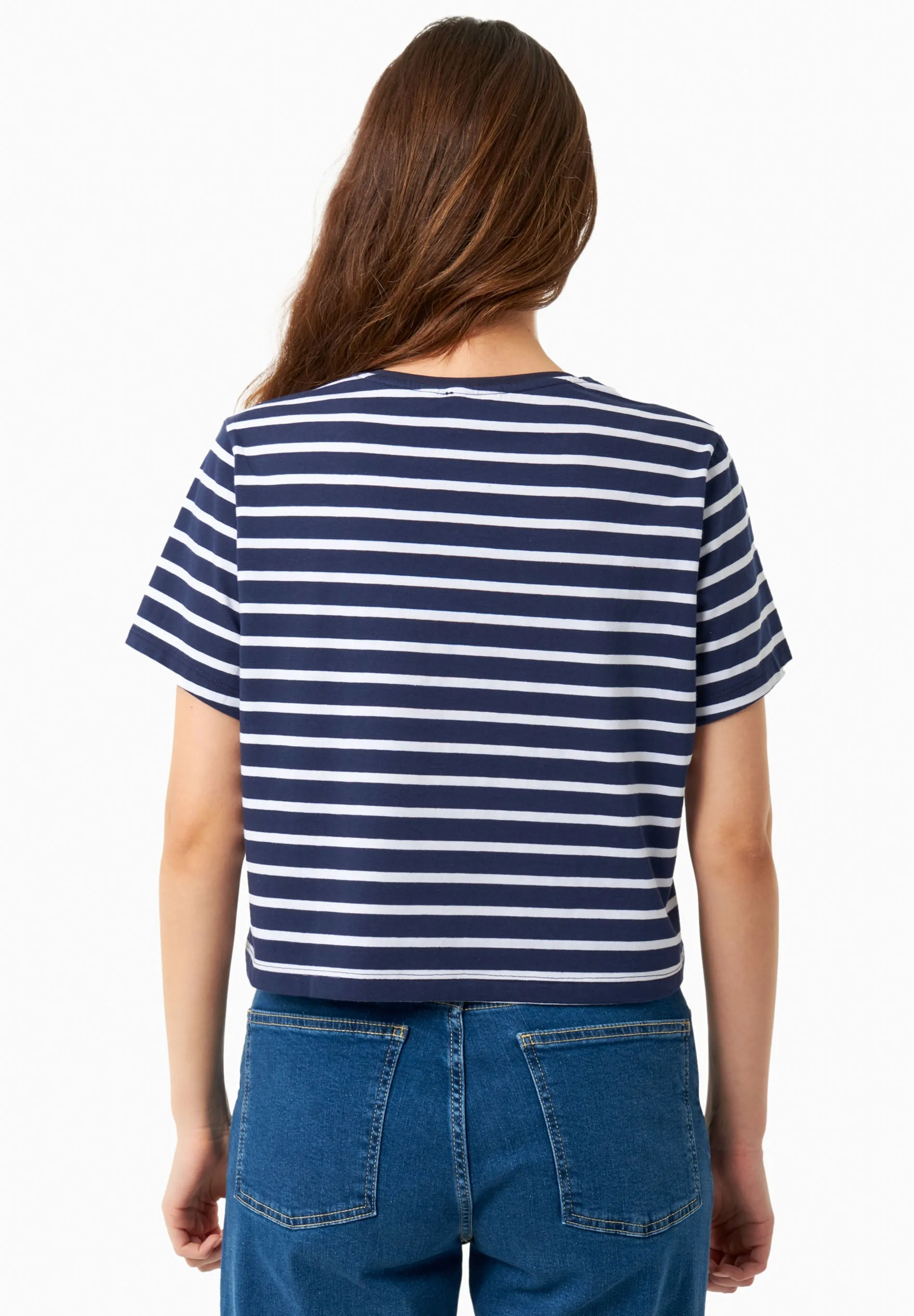 Striped Organic Cotton T-Shirt Off White/Dark Navy sold by Ivalo.com product image thumbnail 2