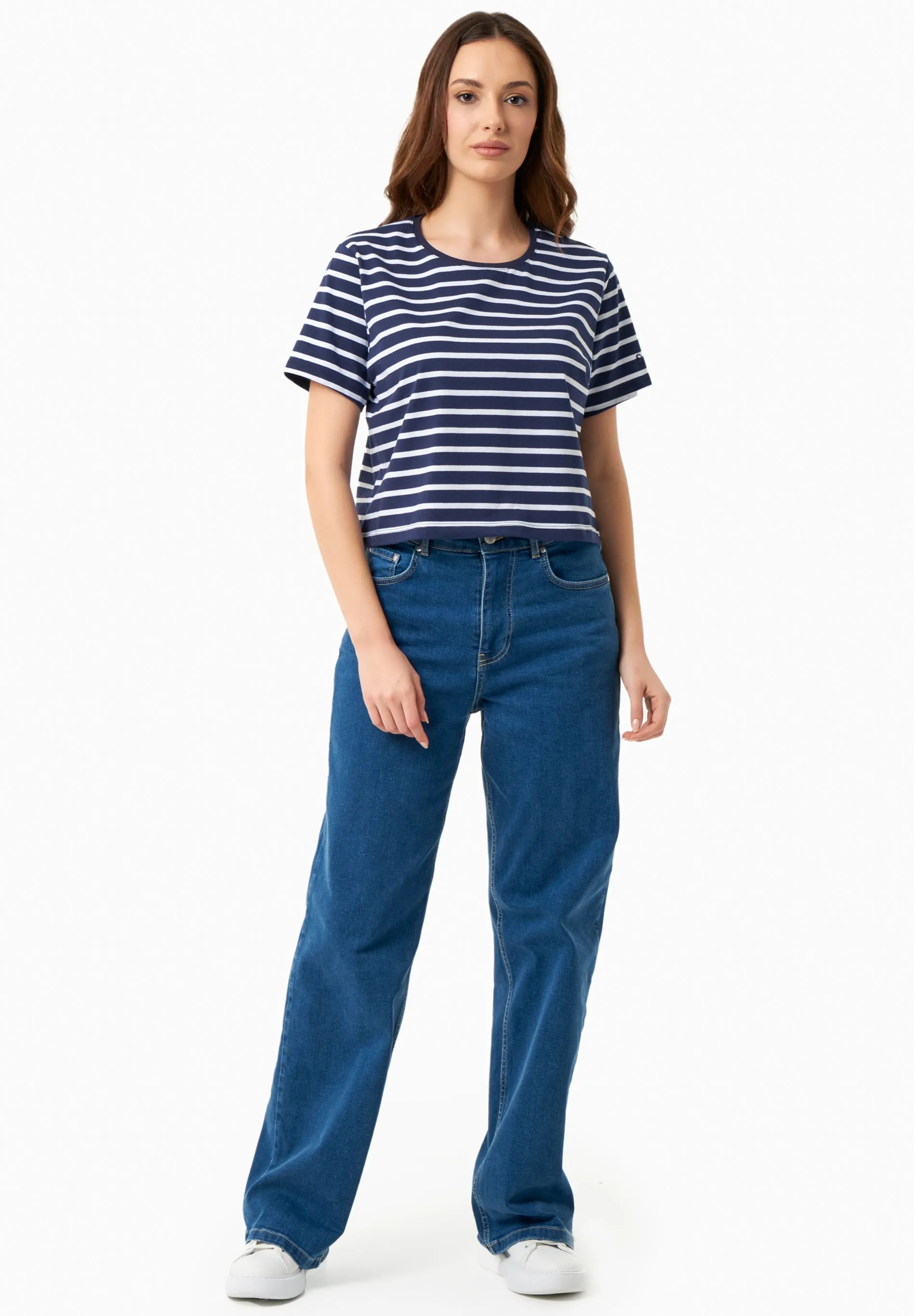 Striped Organic Cotton T-Shirt Off White/Dark Navy sold by Ivalo.com product image thumbnail 3