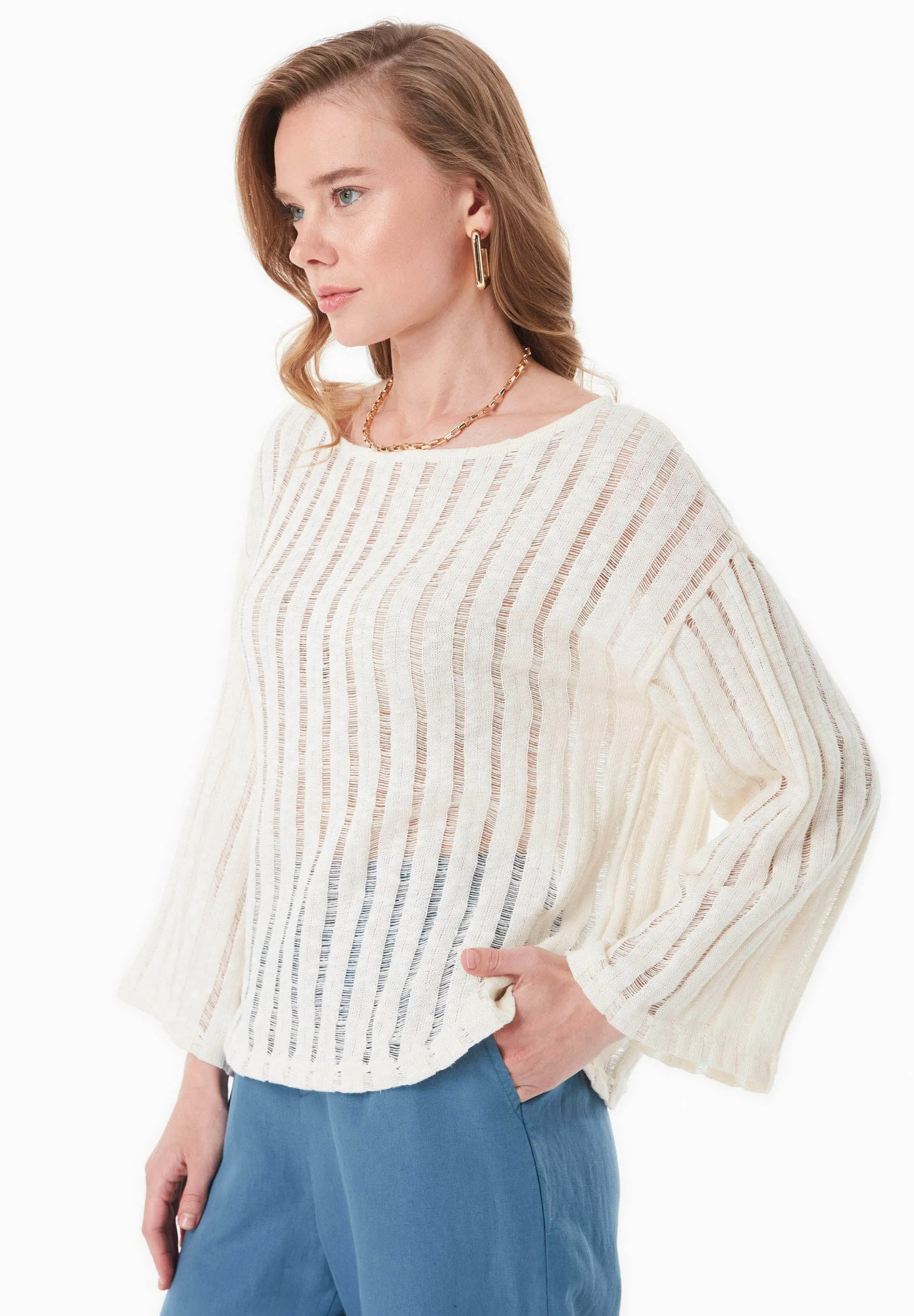 Fantasy Knit Long Sleeve Top Natural sold by Ivalo.com