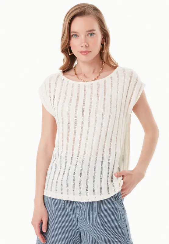 Fantasy Knit Short Sleeve Top Natural sold by Ivalo.com