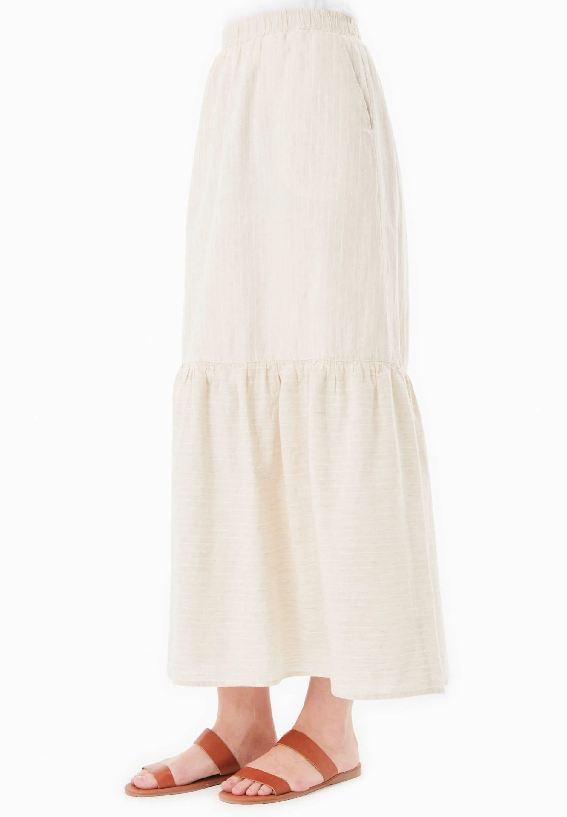 Striped Long Tiered Skirt Natural/Off White sold by Ivalo.com product image thumbnail 4