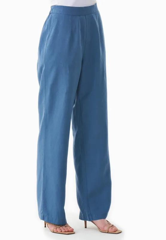 Linen-Lyocell Blend Pants Light Navy sold by Ivalo.com