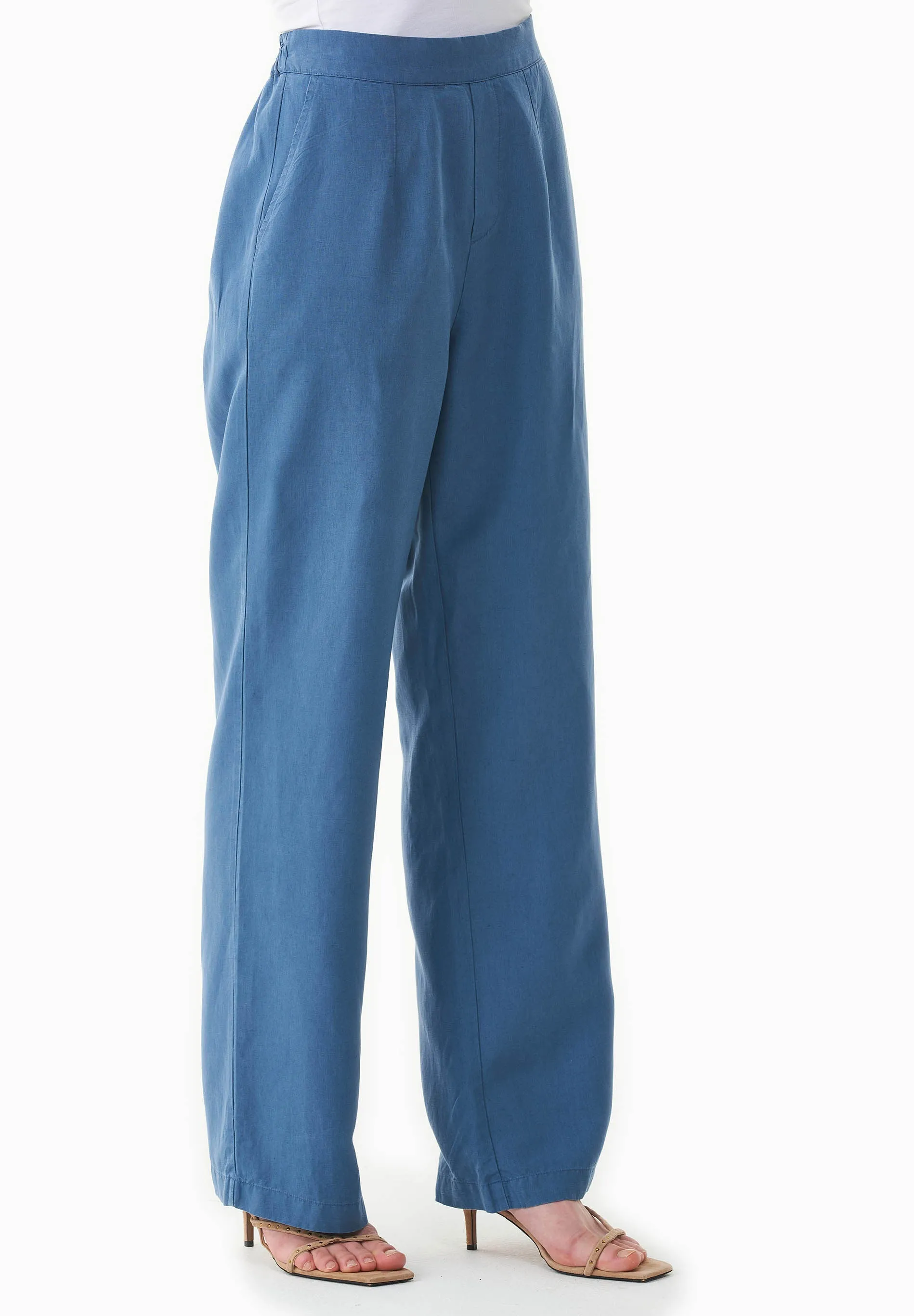 Linen-Lyocell Blend Pants Light Navy sold by Ivalo.com