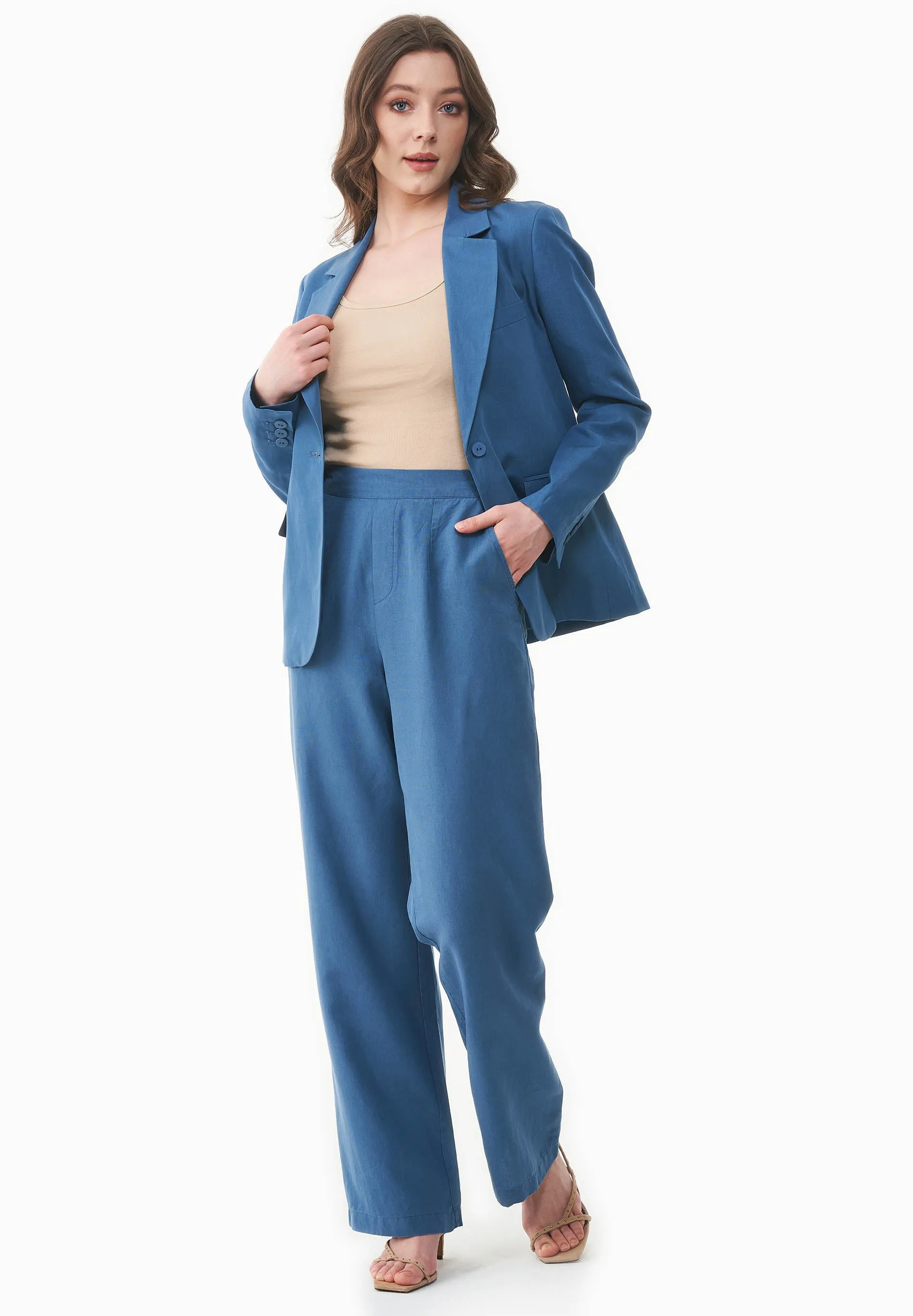 Linen-Lyocell Blend Pants Light Navy sold by Ivalo.com product image thumbnail 2