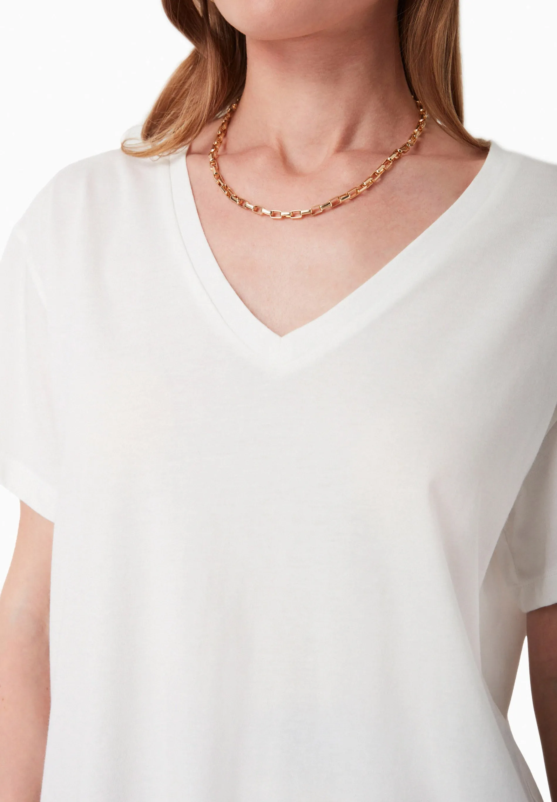 V-Neck Modal Blend T-Shirt Off White sold by Ivalo.com product image thumbnail 5