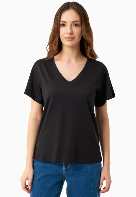V-Neck Modal Blend T-Shirt Black sold by Ivalo.com