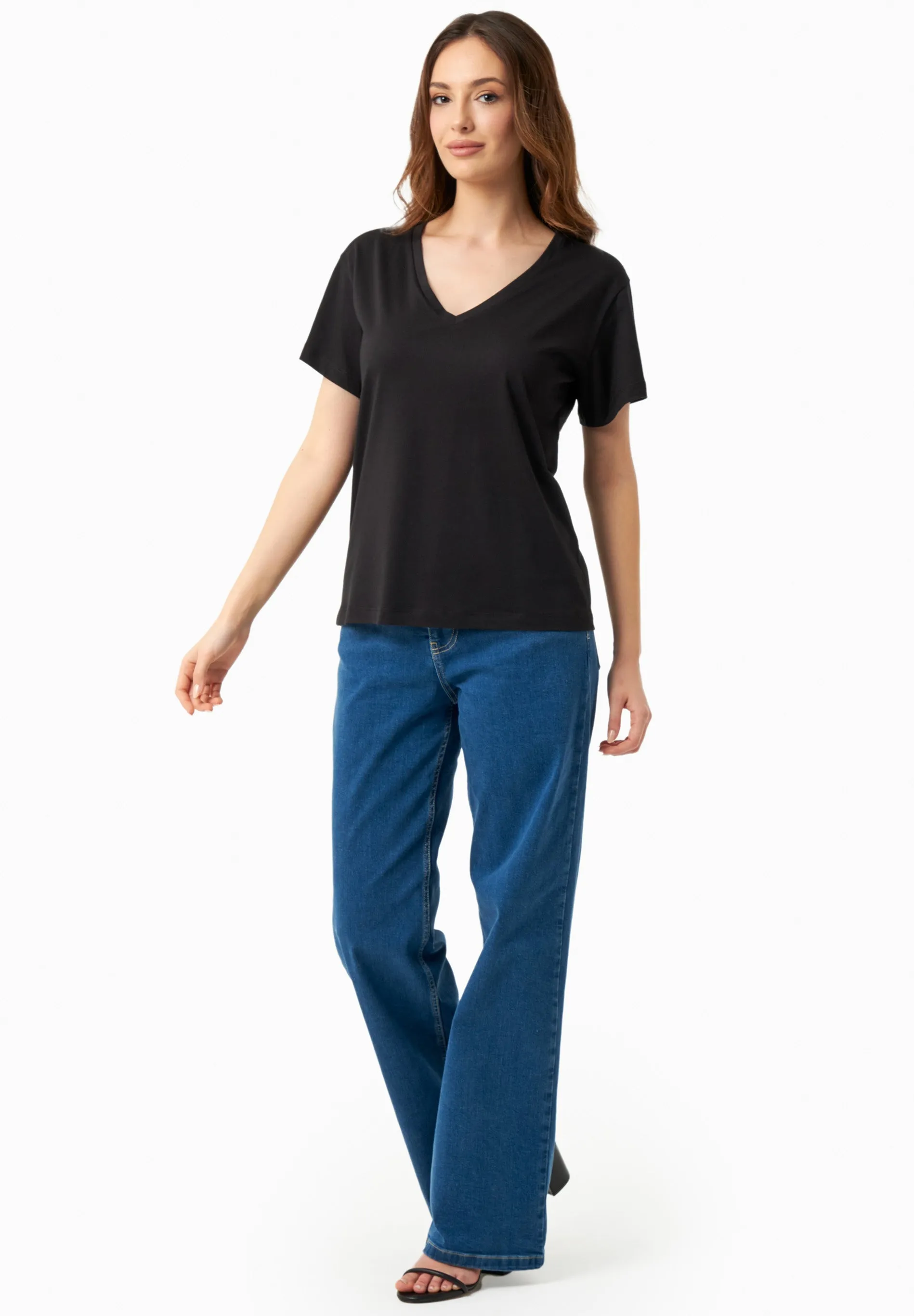 V-Neck Modal Blend T-Shirt Black sold by Ivalo.com product image thumbnail 4