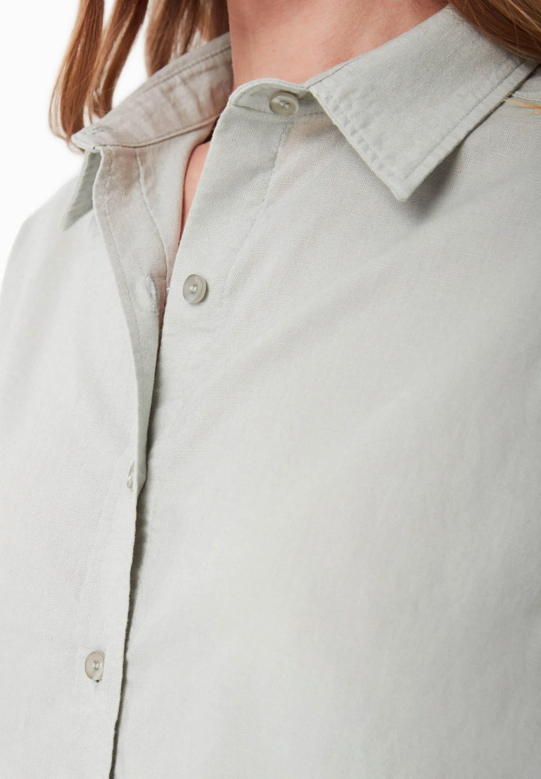 Short Sleeved Linen Blend Button-Up Green Moss sold by Ivalo.com product image thumbnail 4