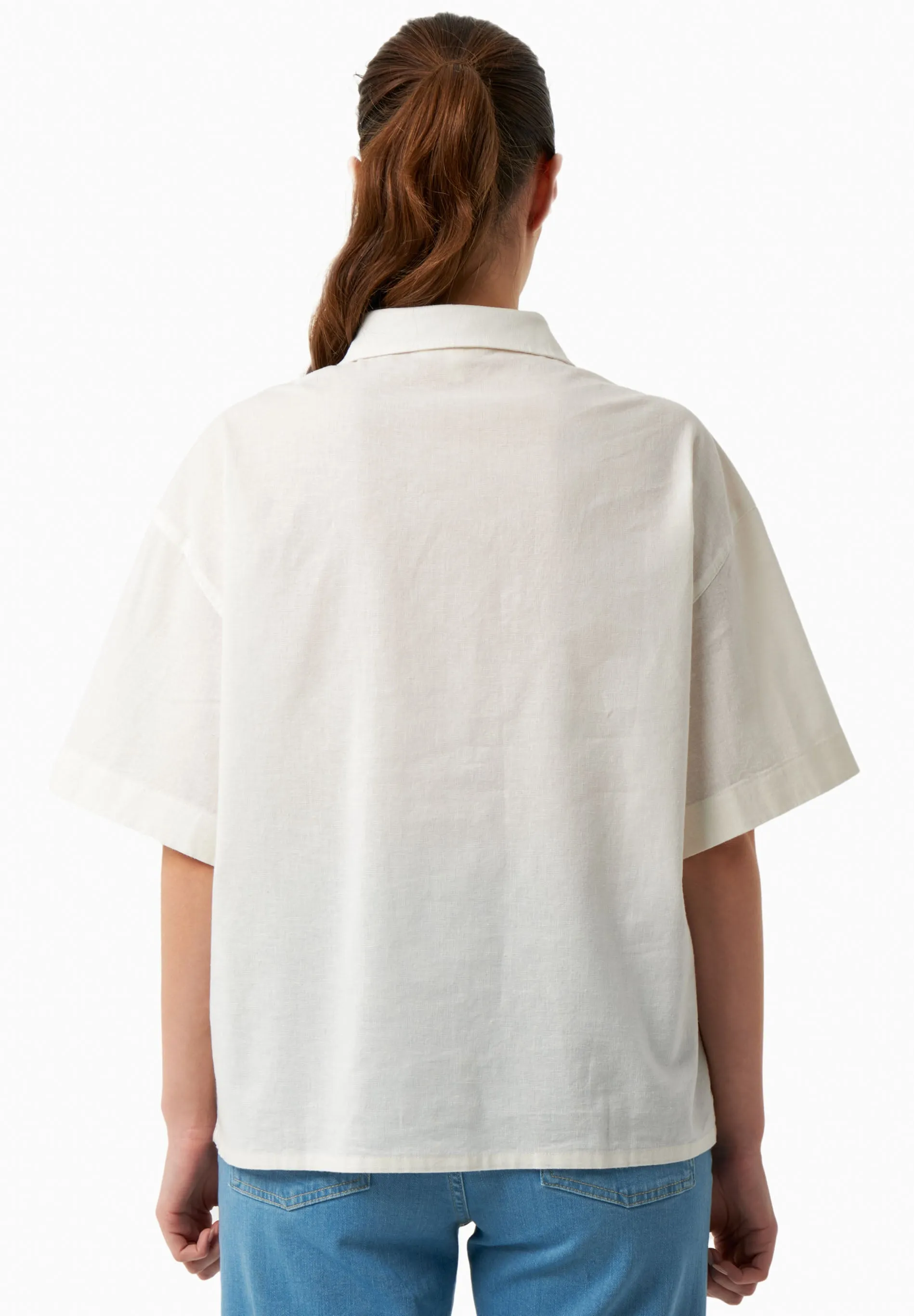 Short Sleeved Linen Blend Button-Up Off-White sold by Ivalo.com product image thumbnail 2