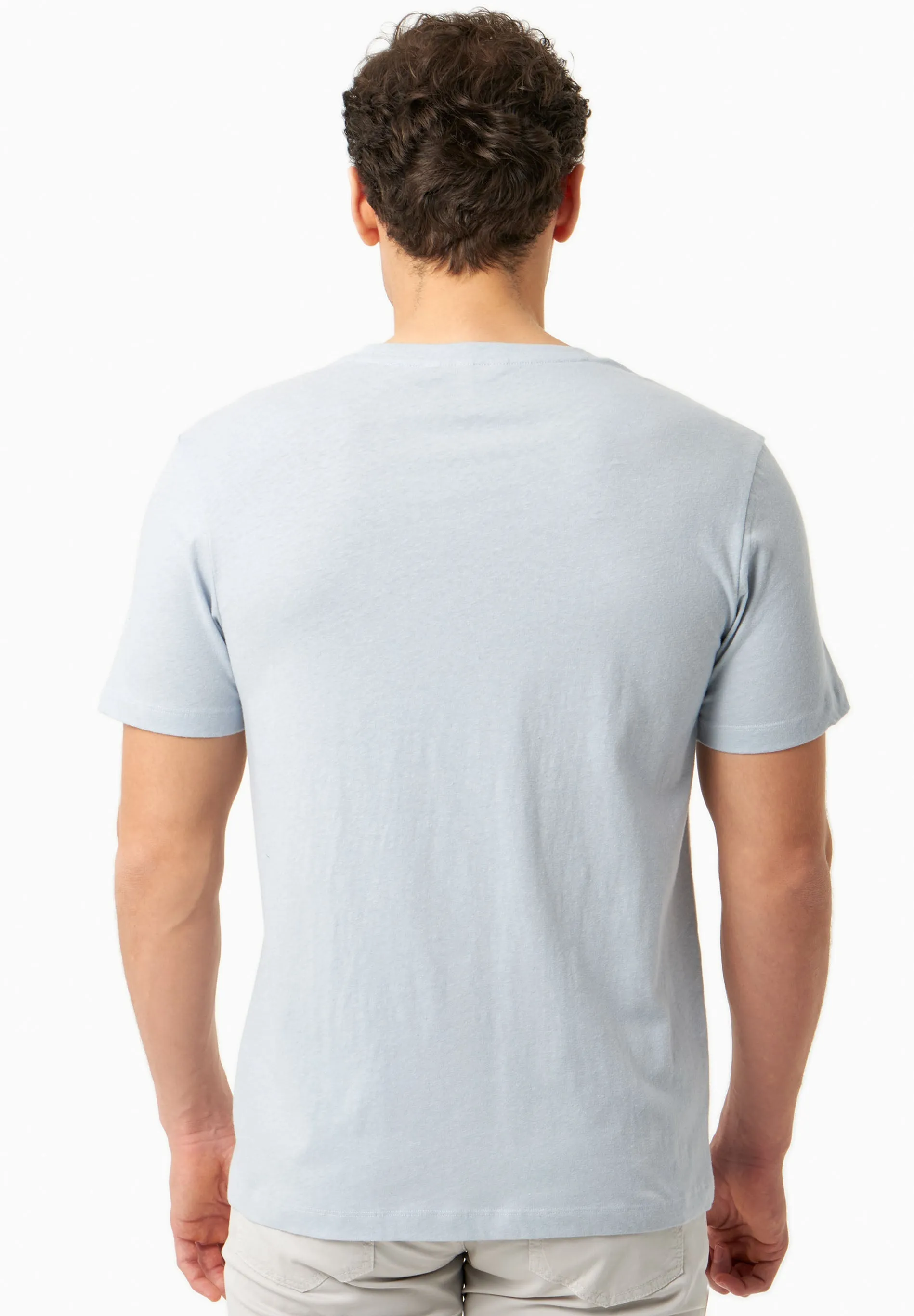 Men's Linen Blend T-Shirt With Chest Pocket Niagara Blue sold by Ivalo.com product image thumbnail 2