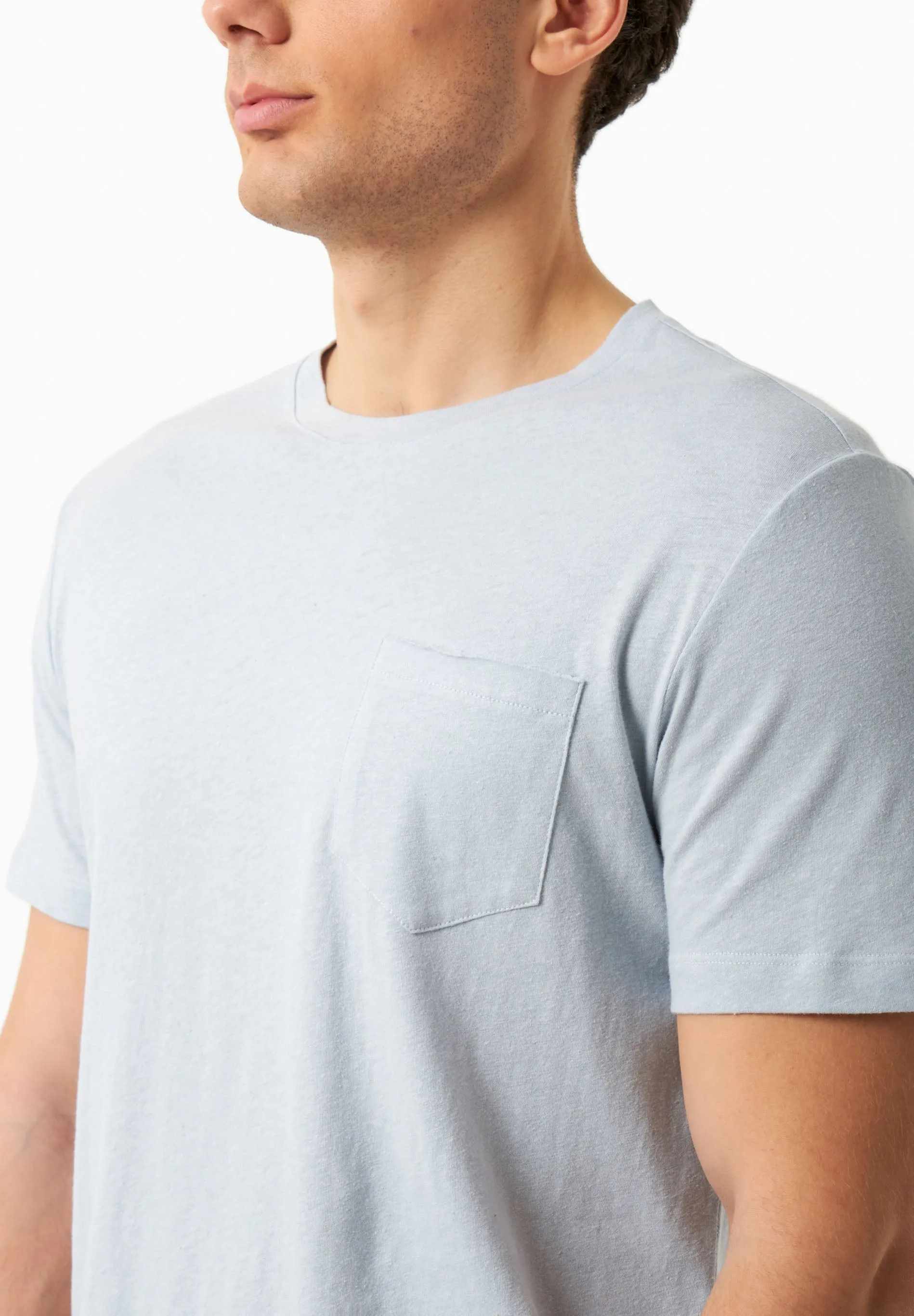 Men's Linen Blend T-Shirt With Chest Pocket Niagara Blue sold by Ivalo.com product image thumbnail 5