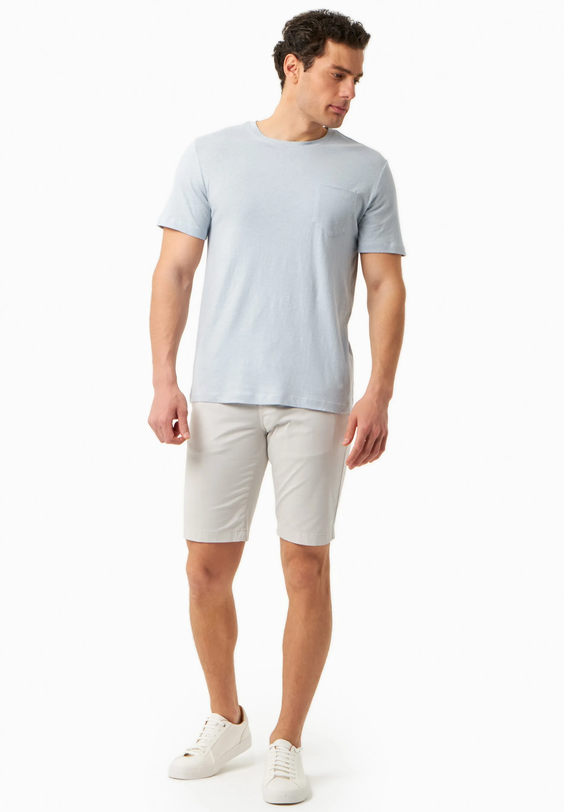 Men's Linen Blend T-Shirt With Chest Pocket Niagara Blue sold by Ivalo.com product image thumbnail 4