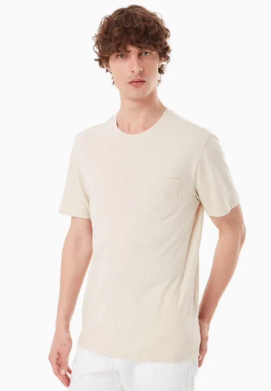 Men's Linen Blend T-Shirt With Chest Pocket Natural sold by Ivalo.com
