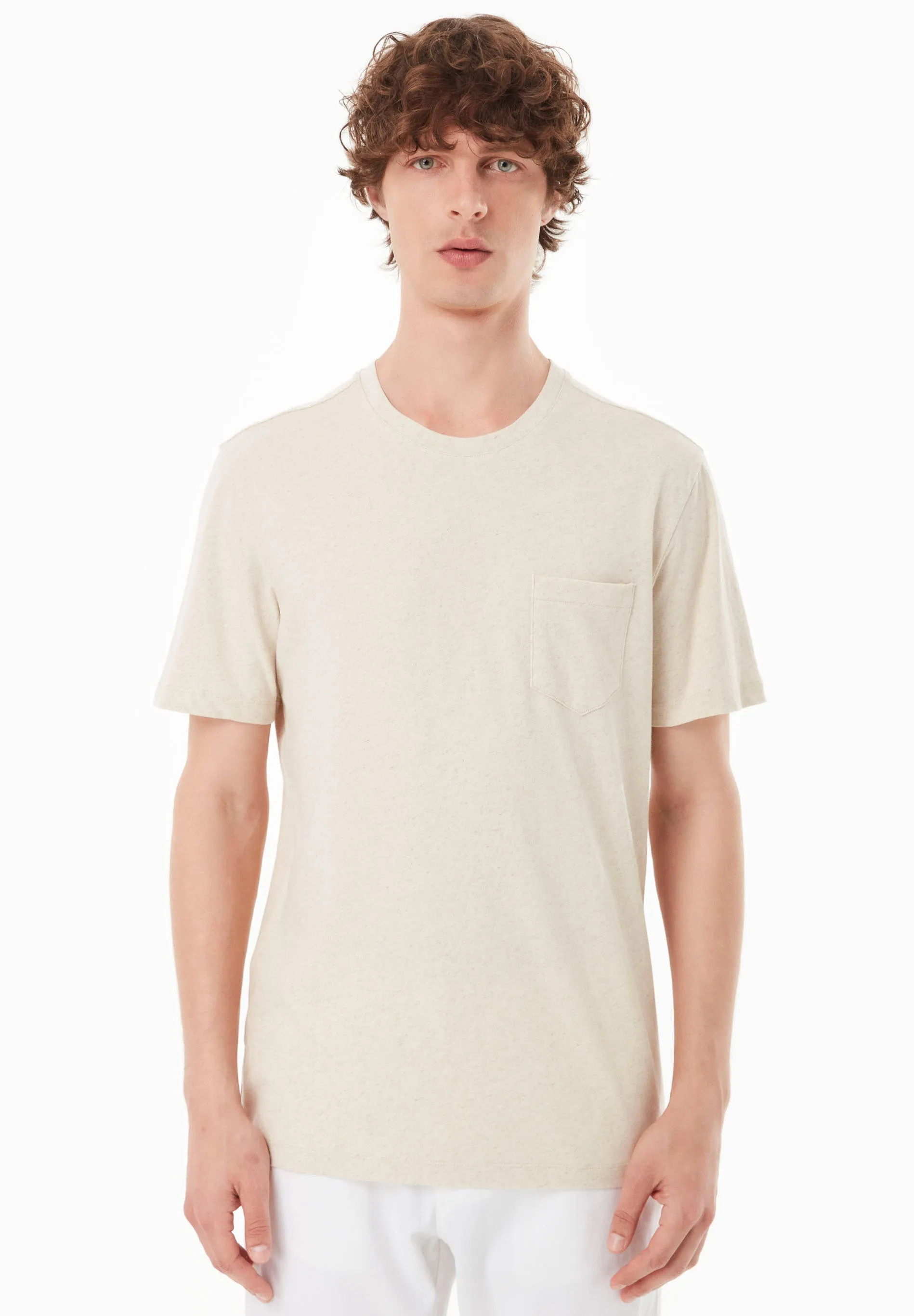 Men's Linen Blend T-Shirt With Chest Pocket Natural sold by Ivalo.com product image thumbnail 3