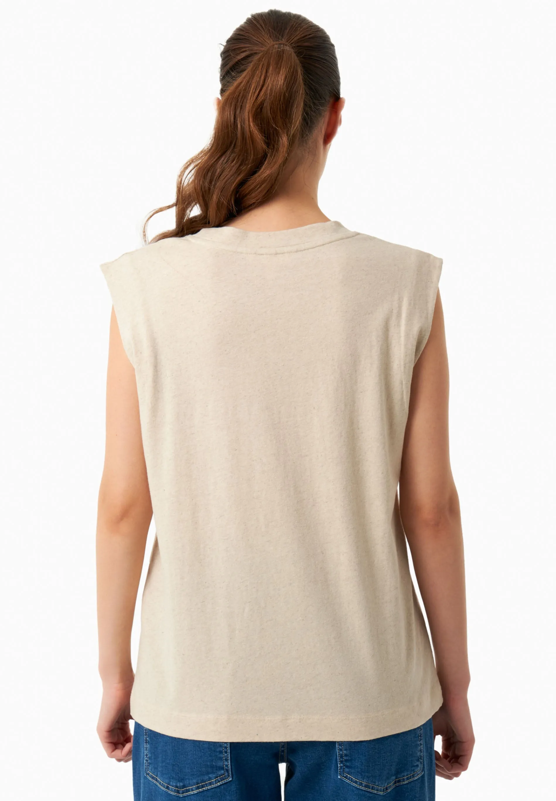Linen Blend Sleeveless Tee Natural sold by Ivalo.com product image thumbnail 2