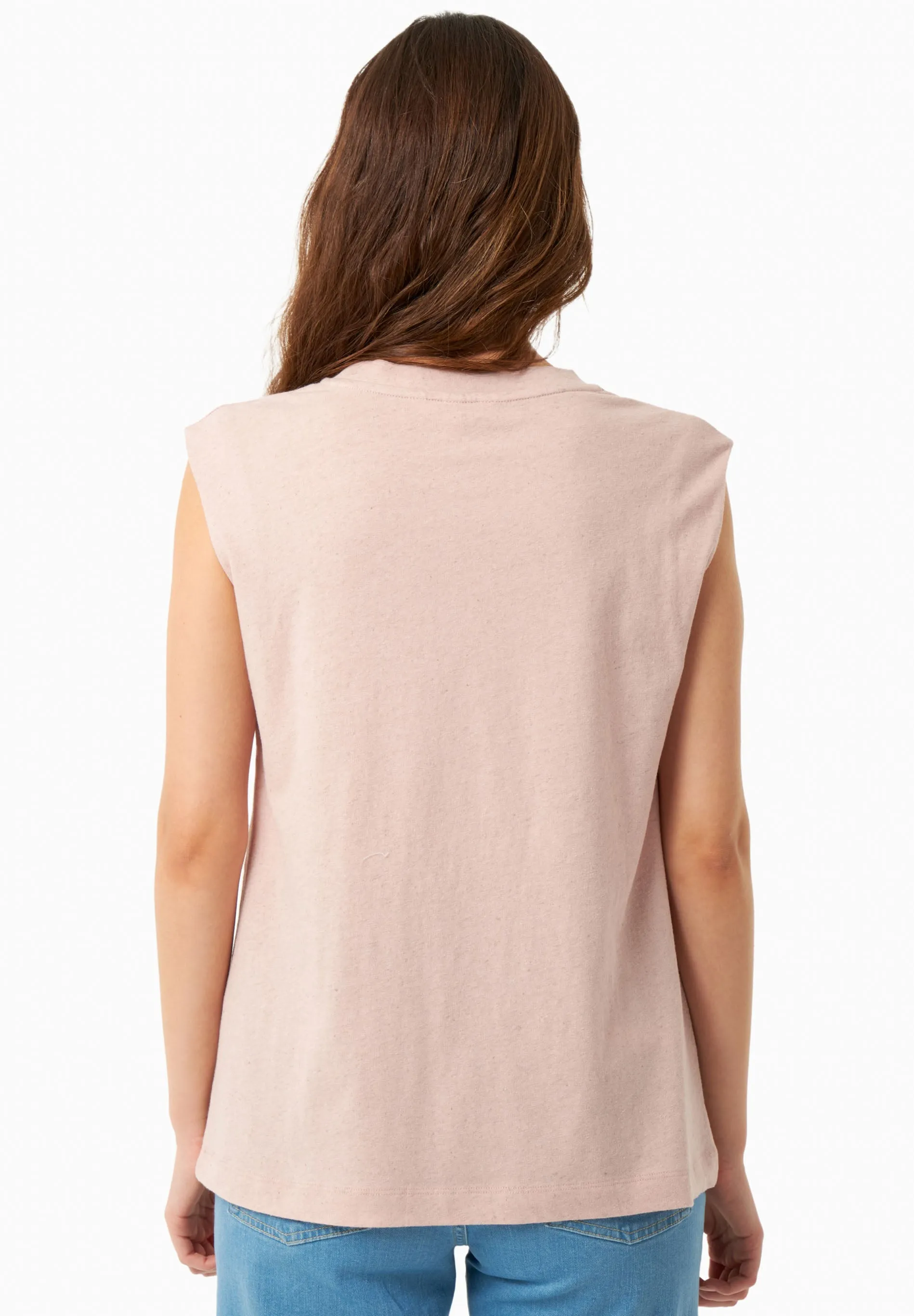 Linen Blend Sleeveless Tee Pastel Pink sold by Ivalo.com product image thumbnail 2