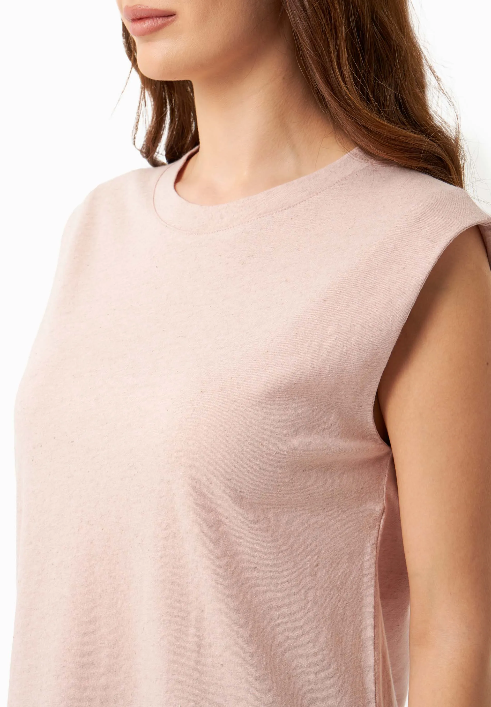 Linen Blend Sleeveless Tee Pastel Pink sold by Ivalo.com product image thumbnail 5