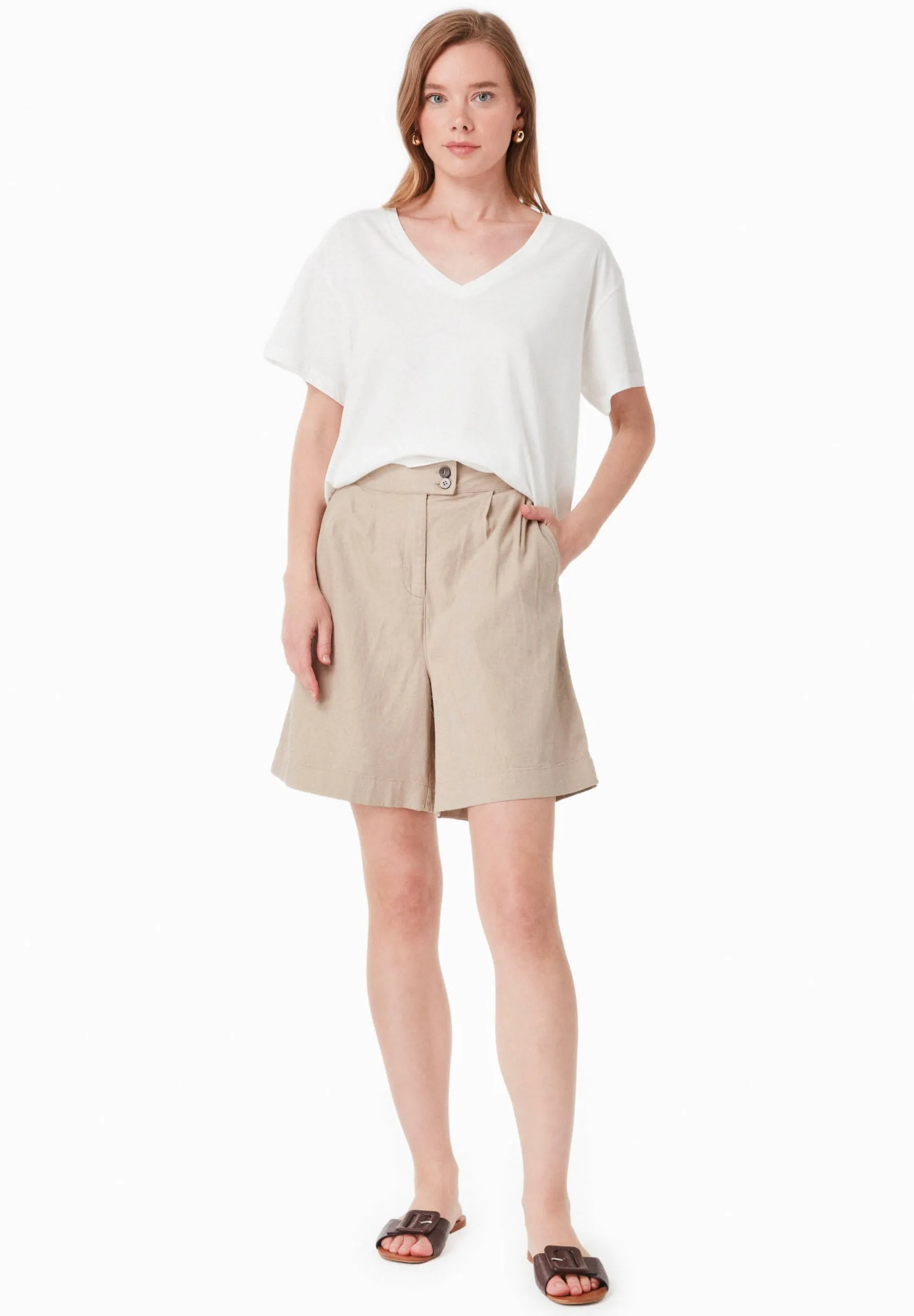 Linen Blend Shorts Sand sold by Ivalo.com product image thumbnail 2