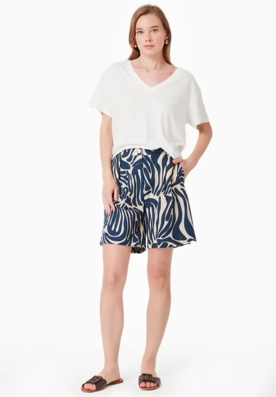 Patterned Viscose Blend Shorts Abstract Blue sold by Ivalo.com