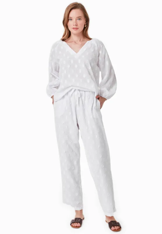Organic Cotton Jacquard Pants White sold by Ivalo.com