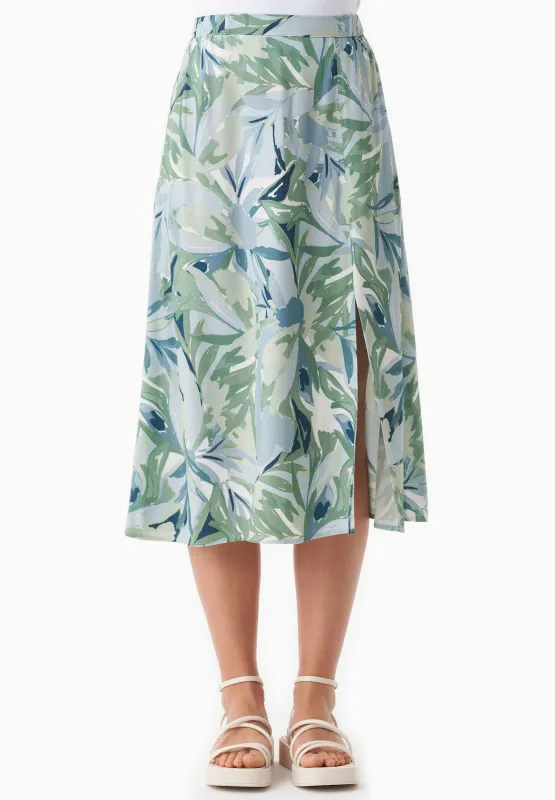 Patterned Viscose Midi Skirt Abstract Leaf sold by Ivalo.com