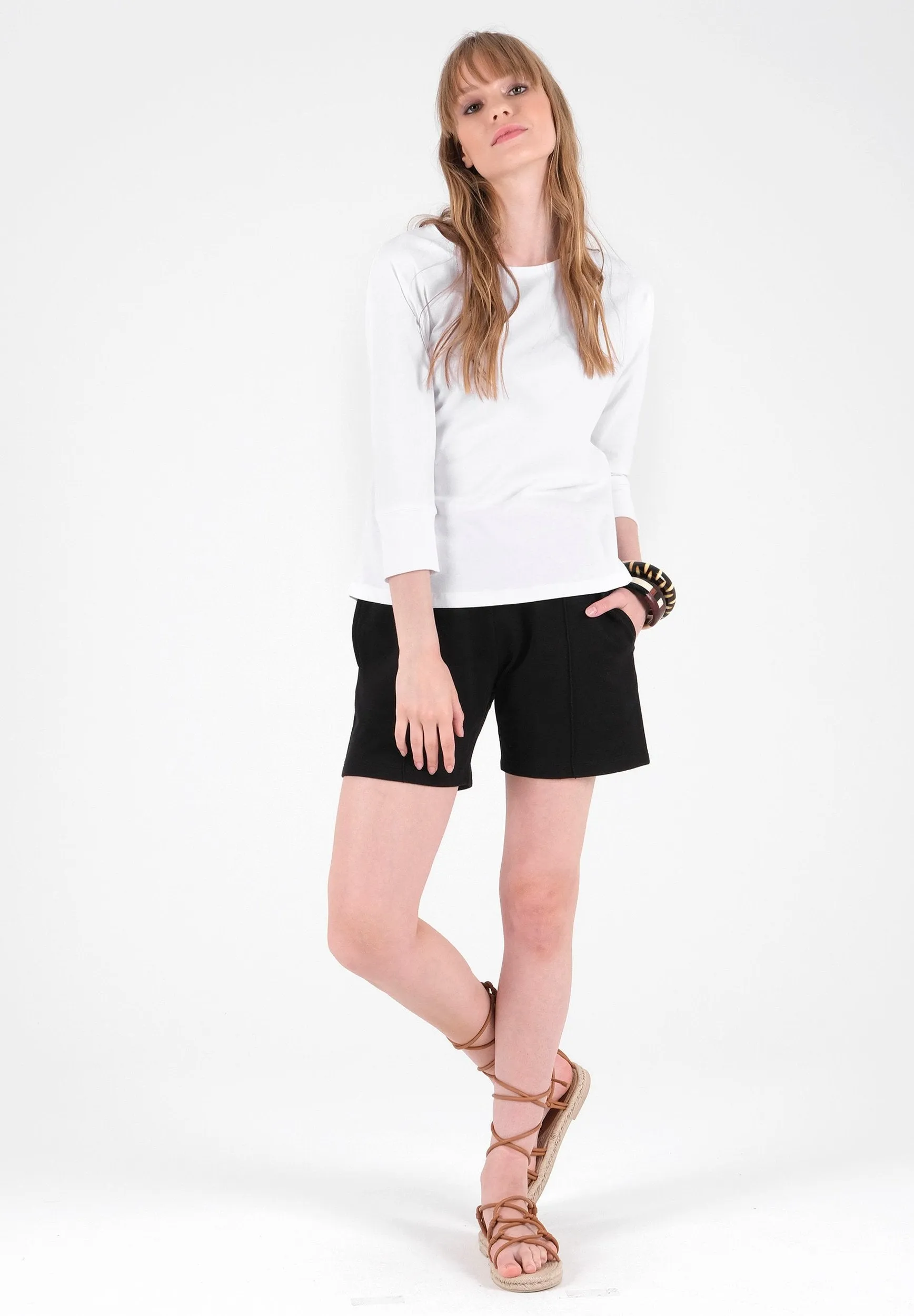 Women's 3/4 Sleeve Organic Cotton Top White sold by Ivalo.com product image thumbnail 4