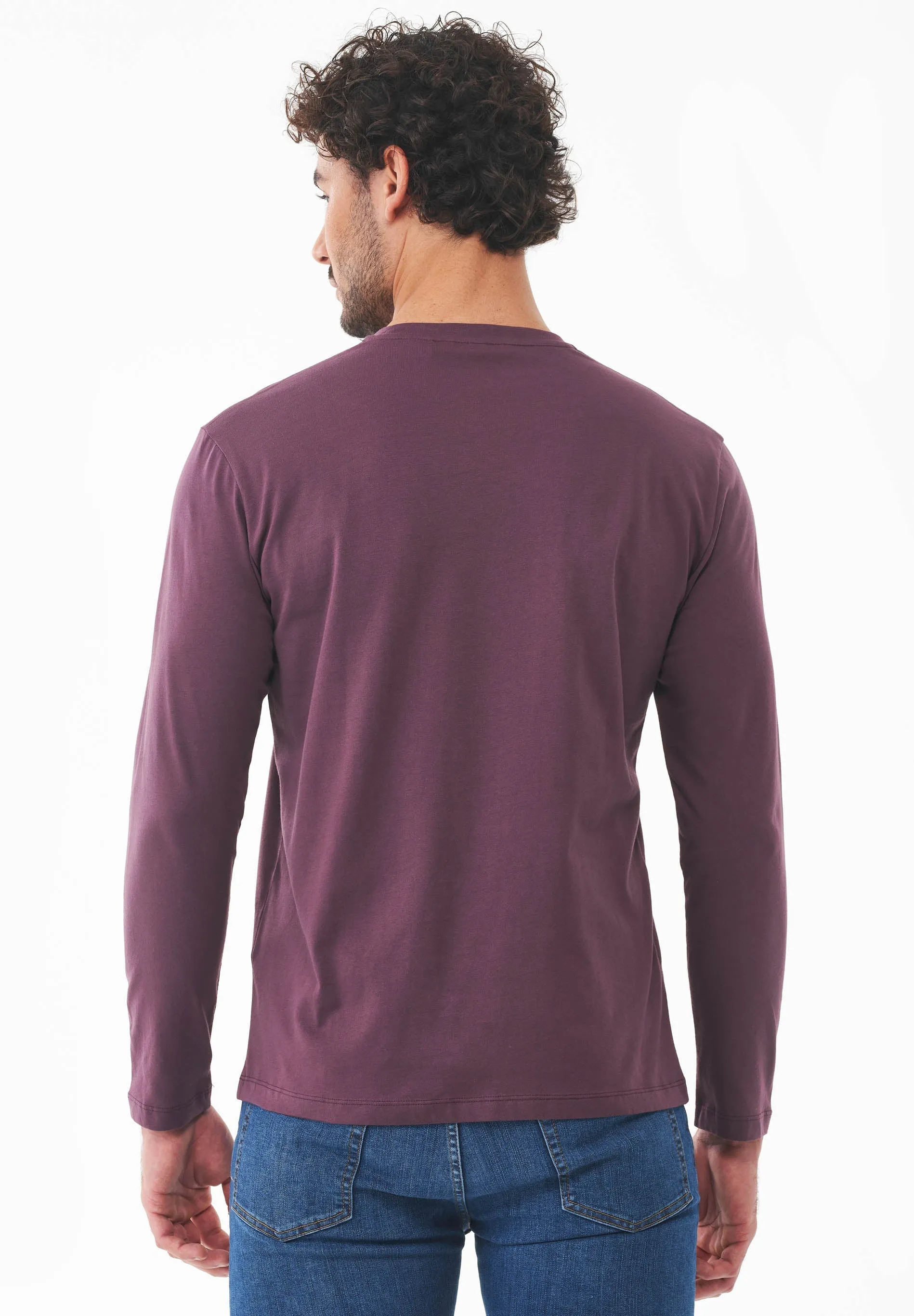 Men's Casual Long-Sleeved T-Shirt Dark Fig sold by Ivalo.com product image thumbnail 2