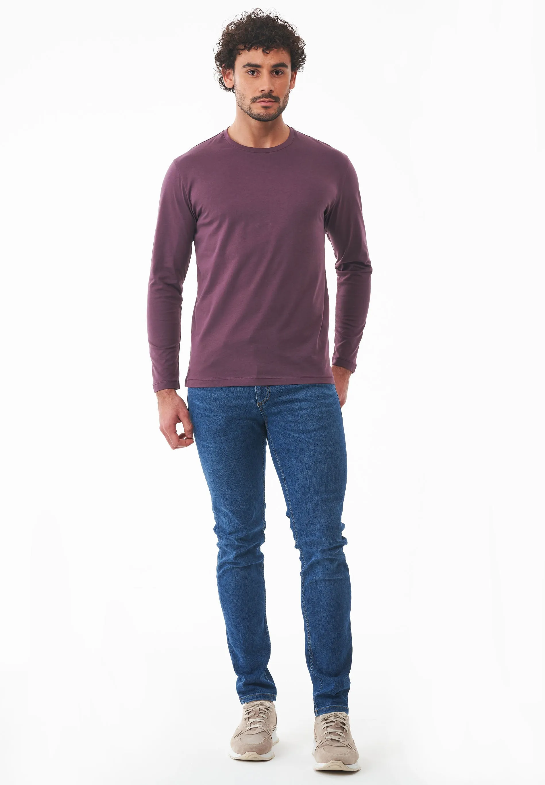 Men's Casual Long-Sleeved T-Shirt Dark Fig sold by Ivalo.com product image thumbnail 4