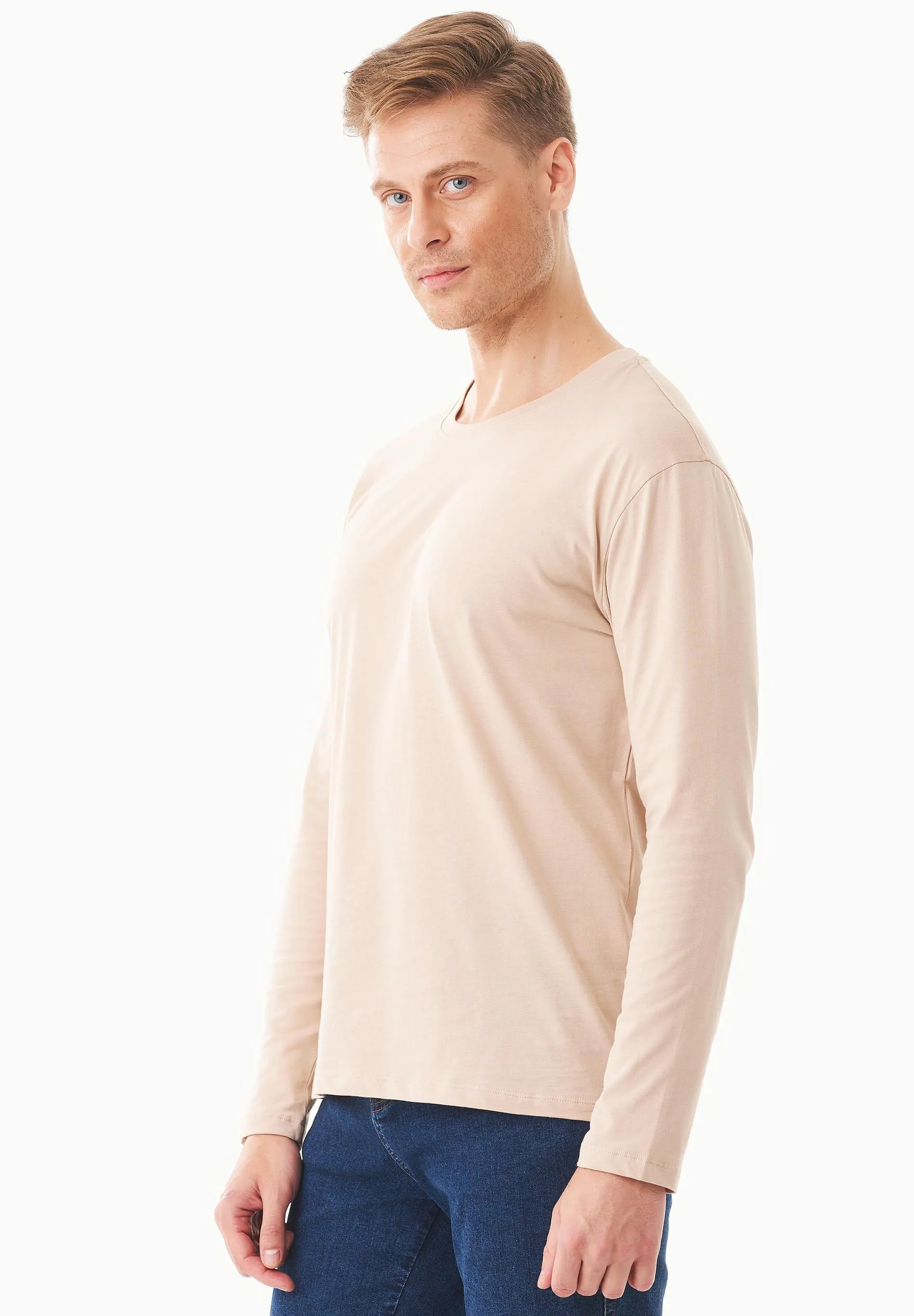 Men's Casual Long-Sleeved T-Shirt Beige sold by Ivalo.com product image thumbnail 5