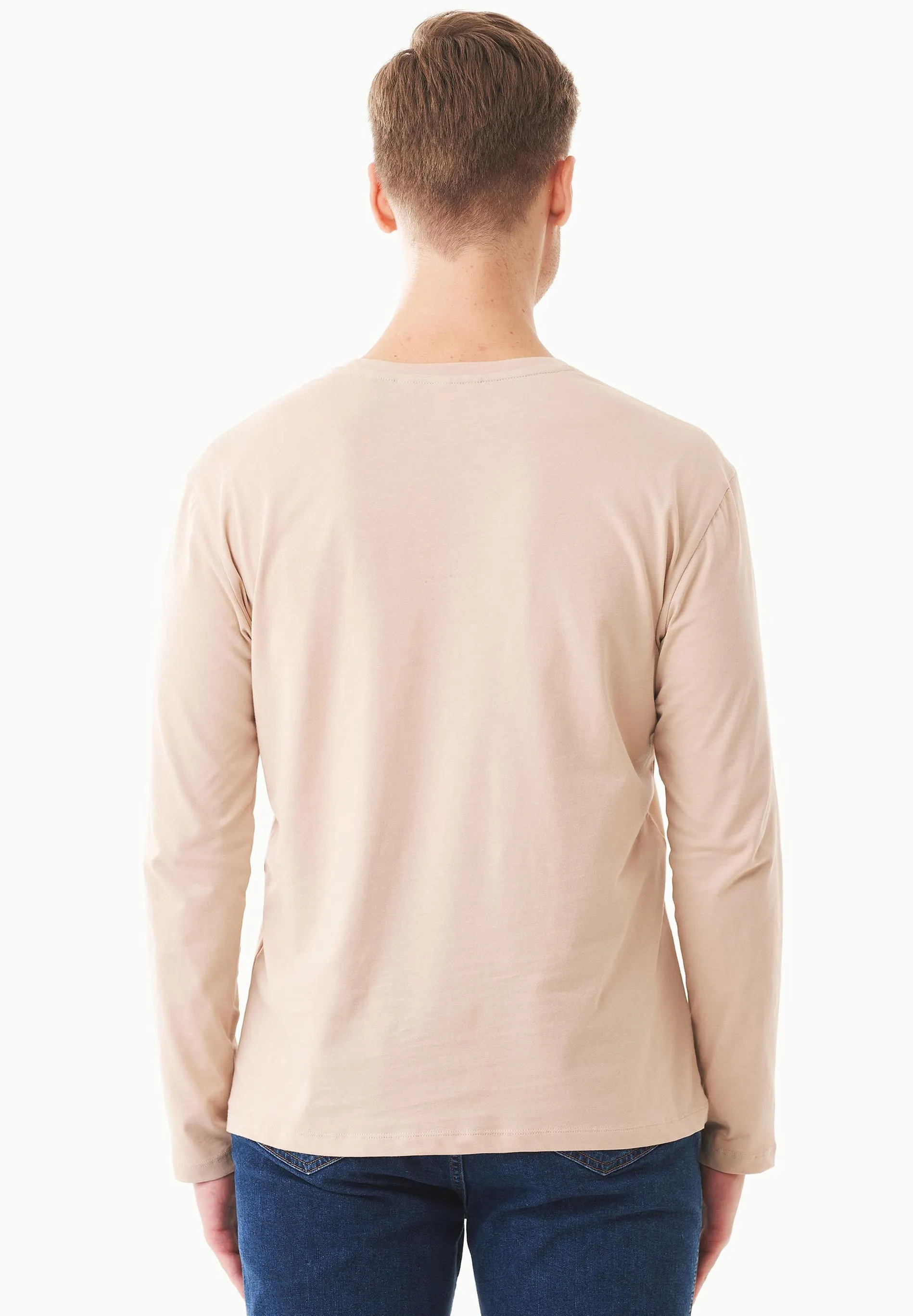 Men's Casual Long-Sleeved T-Shirt Beige sold by Ivalo.com product image thumbnail 2