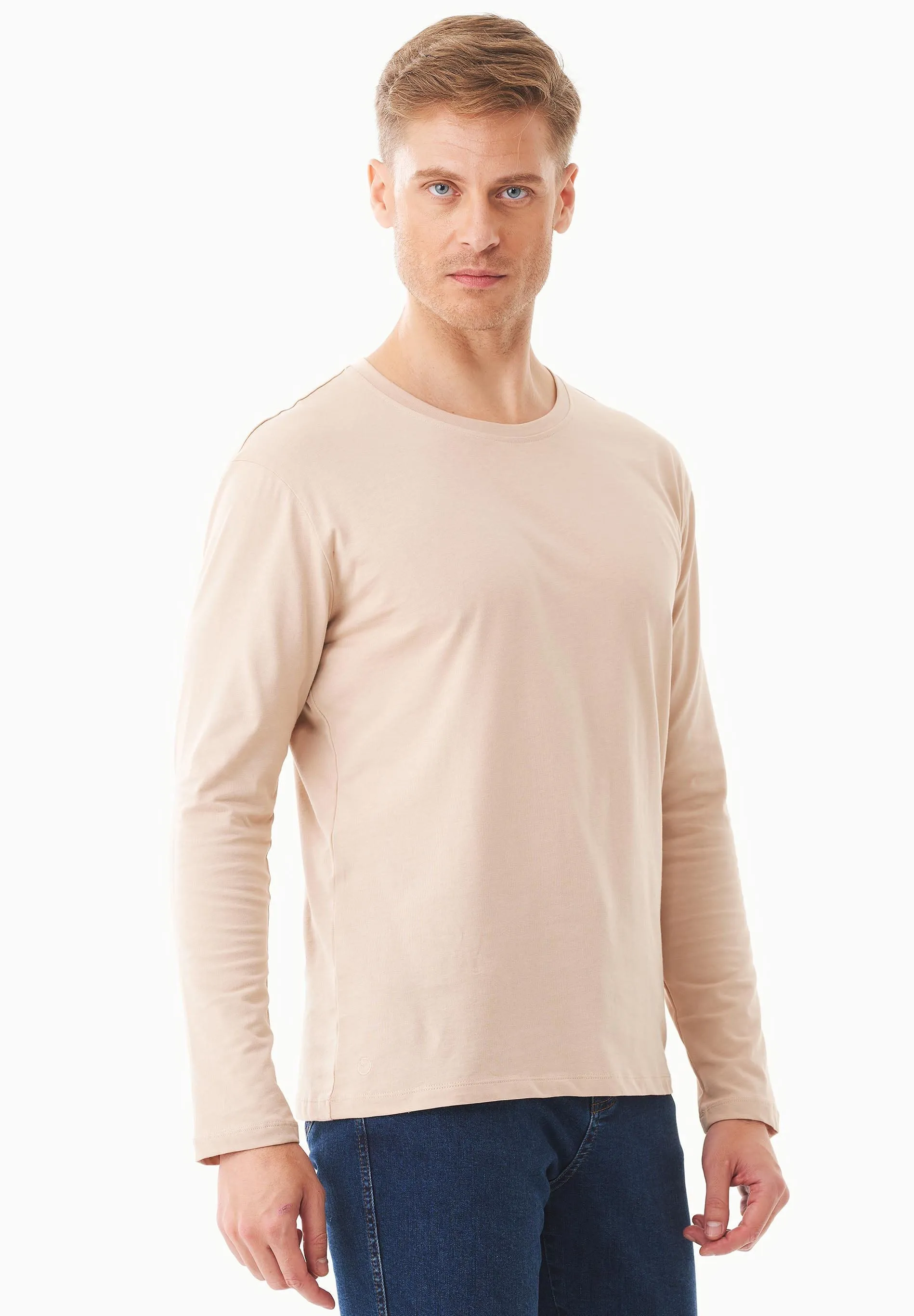 Men's Casual Long-Sleeved T-Shirt Beige sold by Ivalo.com product image thumbnail 4