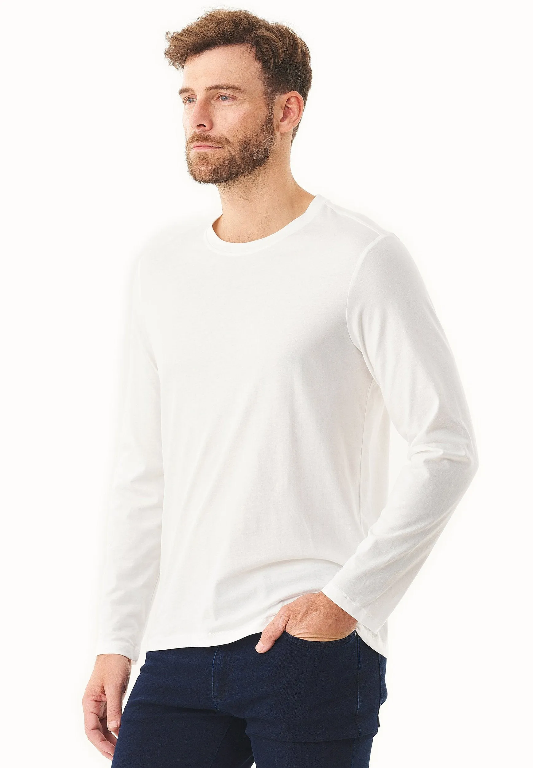 Men's Casual Long-Sleeved T-Shirt Off White sold by Ivalo.com product image thumbnail 4