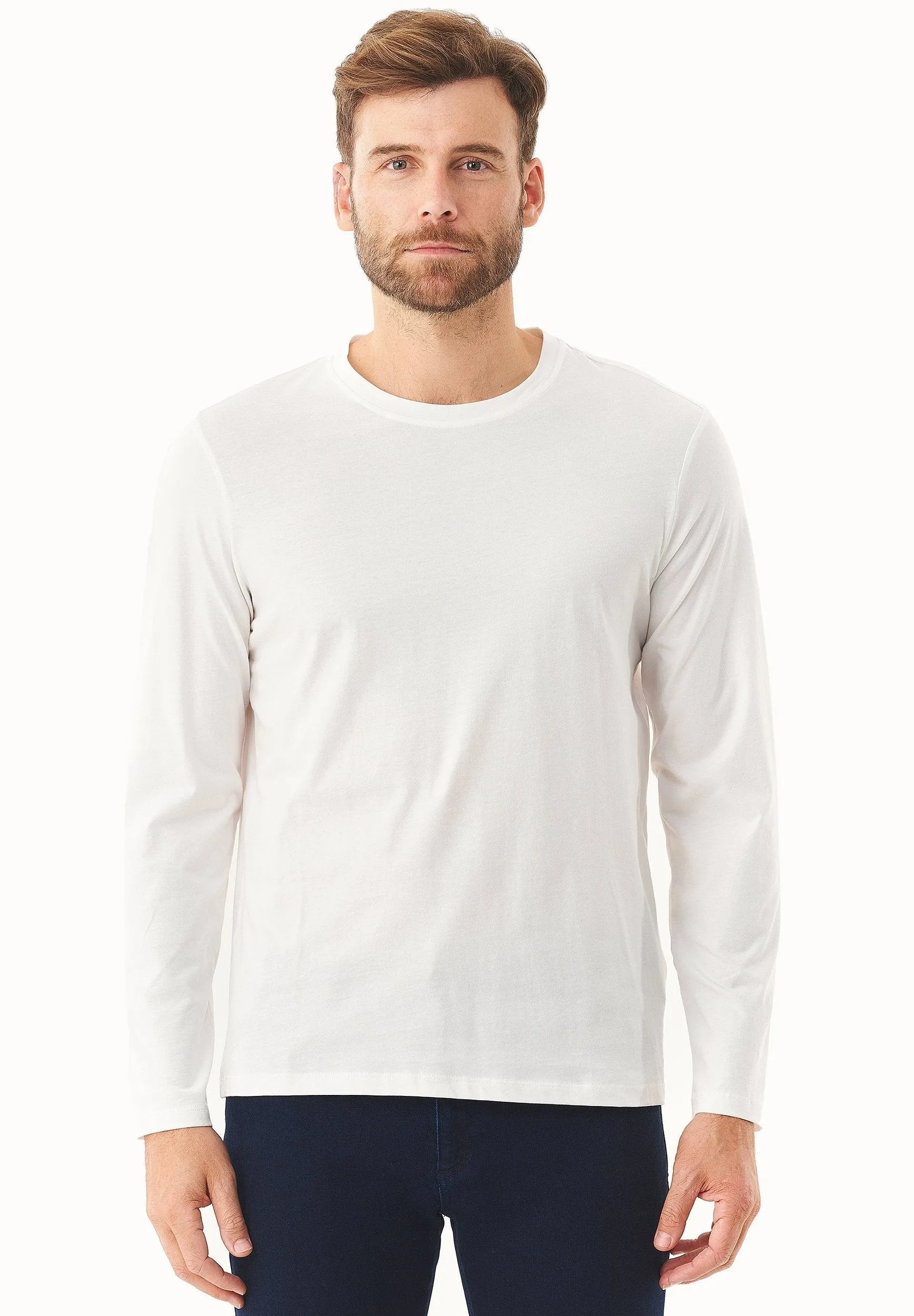 Men's Casual Long-Sleeved T-Shirt Off White sold by Ivalo.com