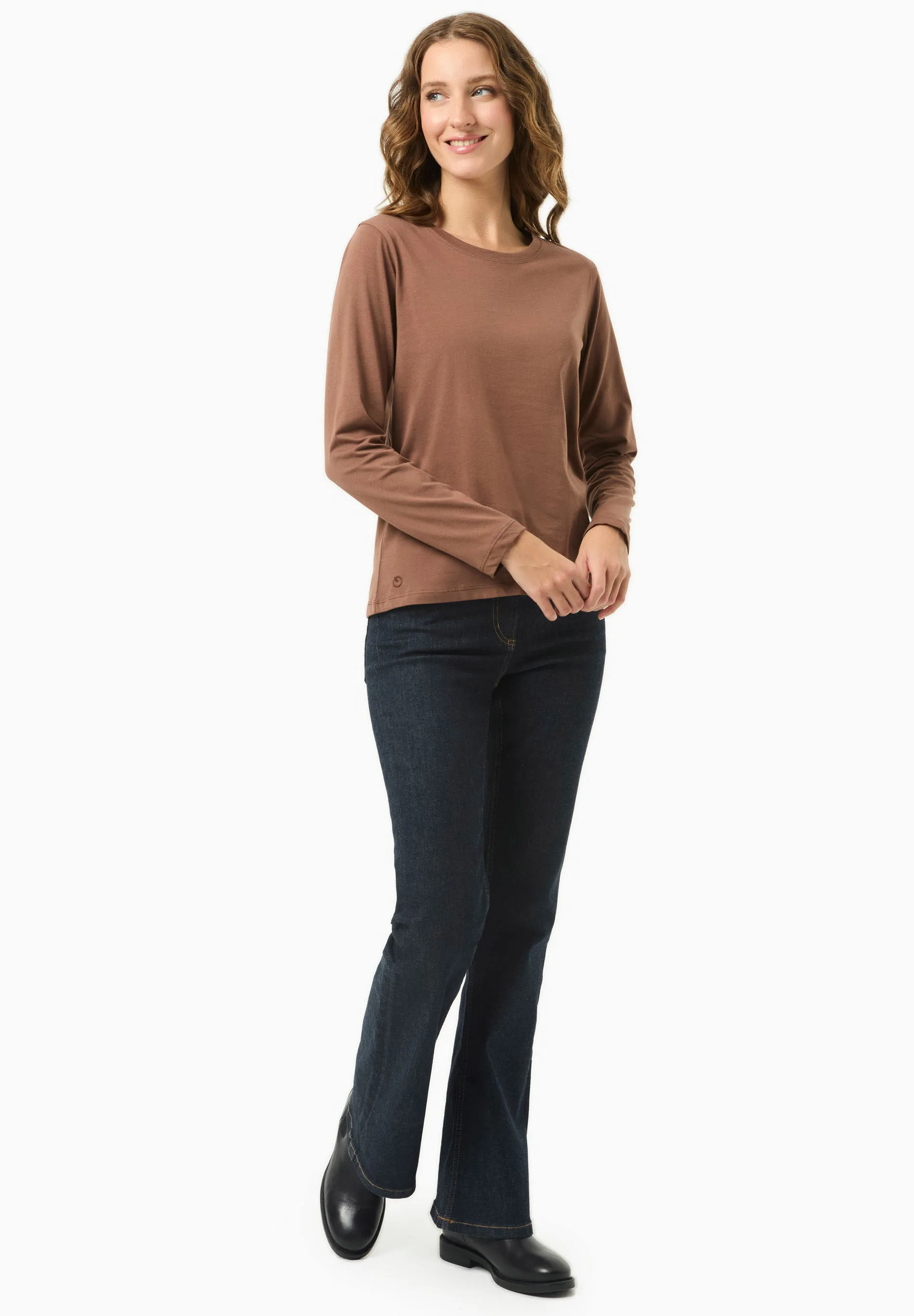 Women's Casual Long-Sleeved T-Shirt Cocoa Brown sold by Ivalo.com product image thumbnail 3