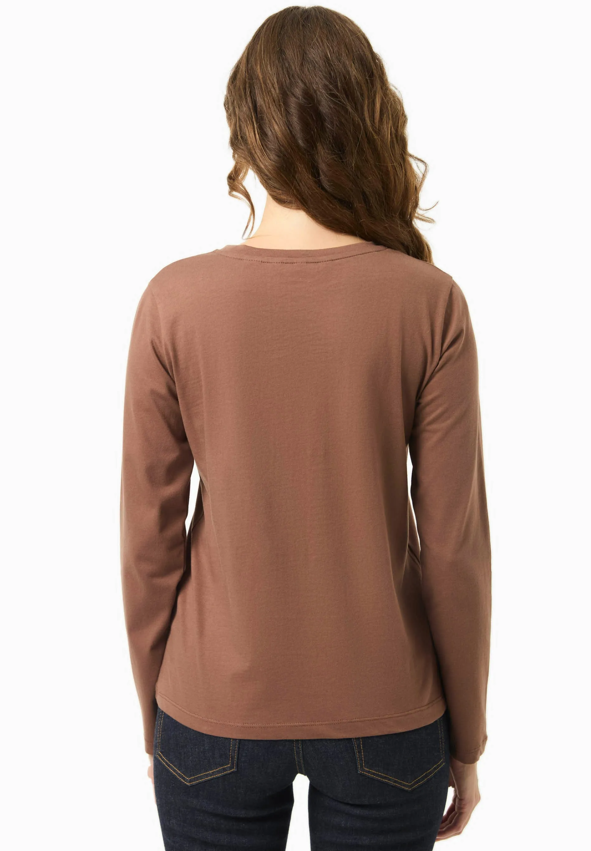 Women's Casual Long-Sleeved T-Shirt Cocoa Brown sold by Ivalo.com product image thumbnail 2