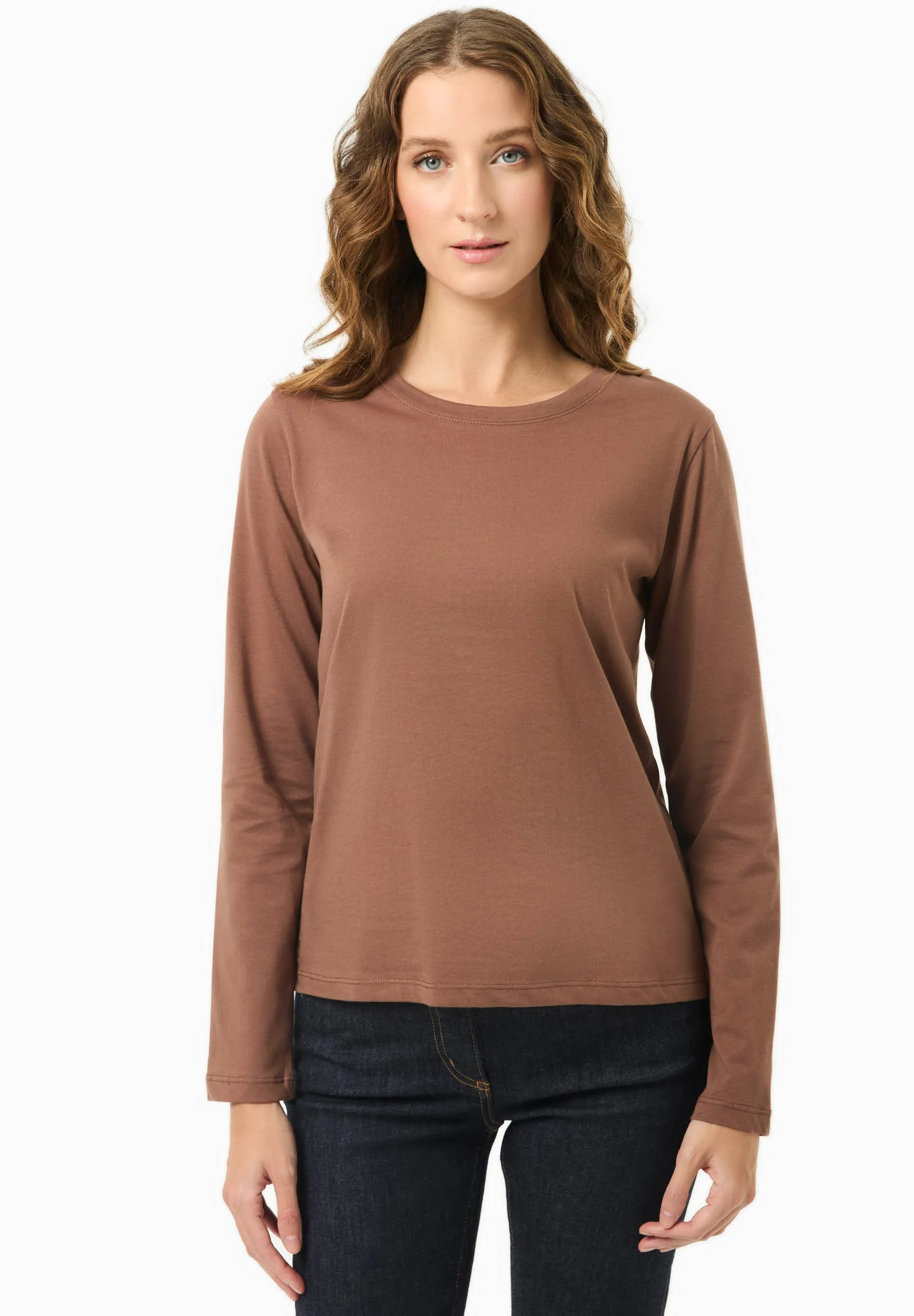 Women's Casual Long-Sleeved T-Shirt Cocoa Brown sold by Ivalo.com