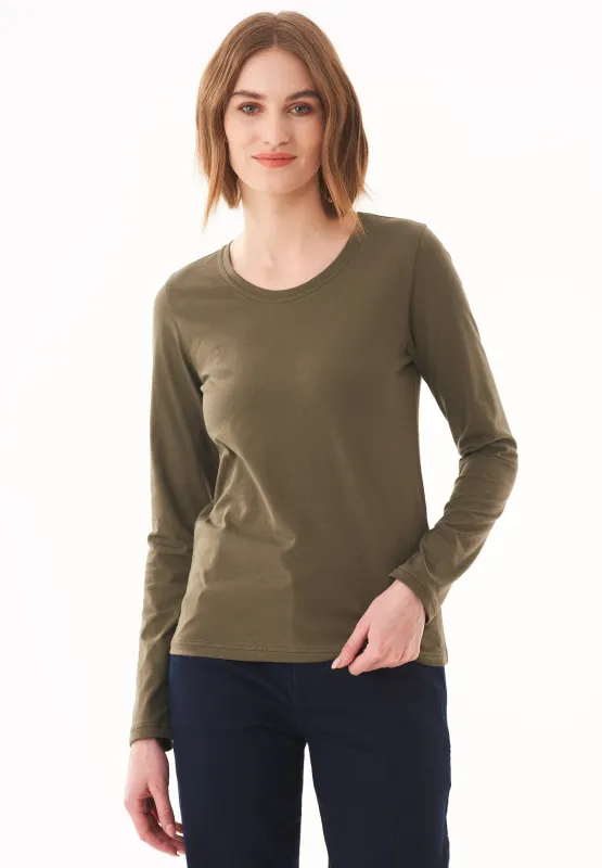 Women's Casual Long-Sleeved T-Shirt Military Olive sold by Ivalo.com