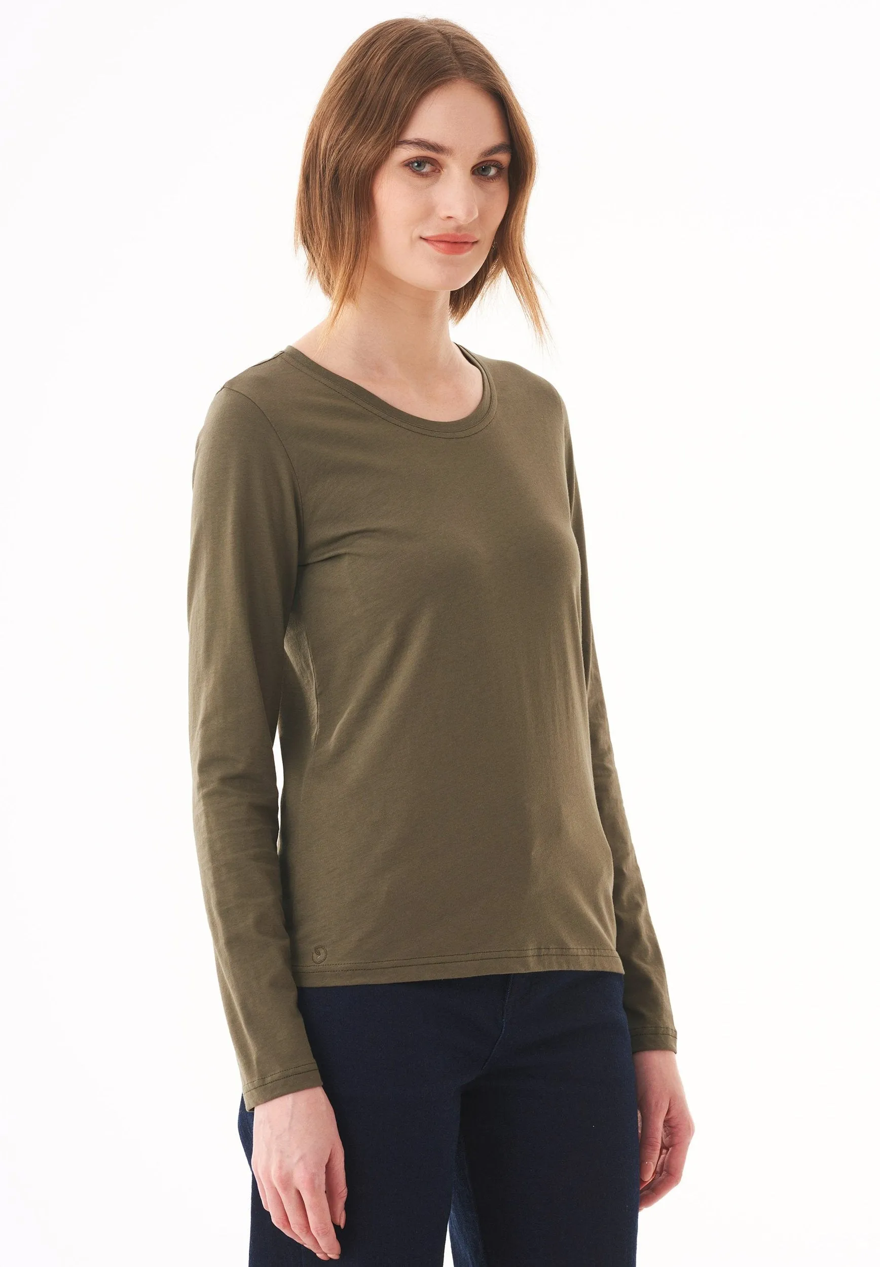 Women's Casual Long-Sleeved T-Shirt Military Olive sold by Ivalo.com product image thumbnail 4