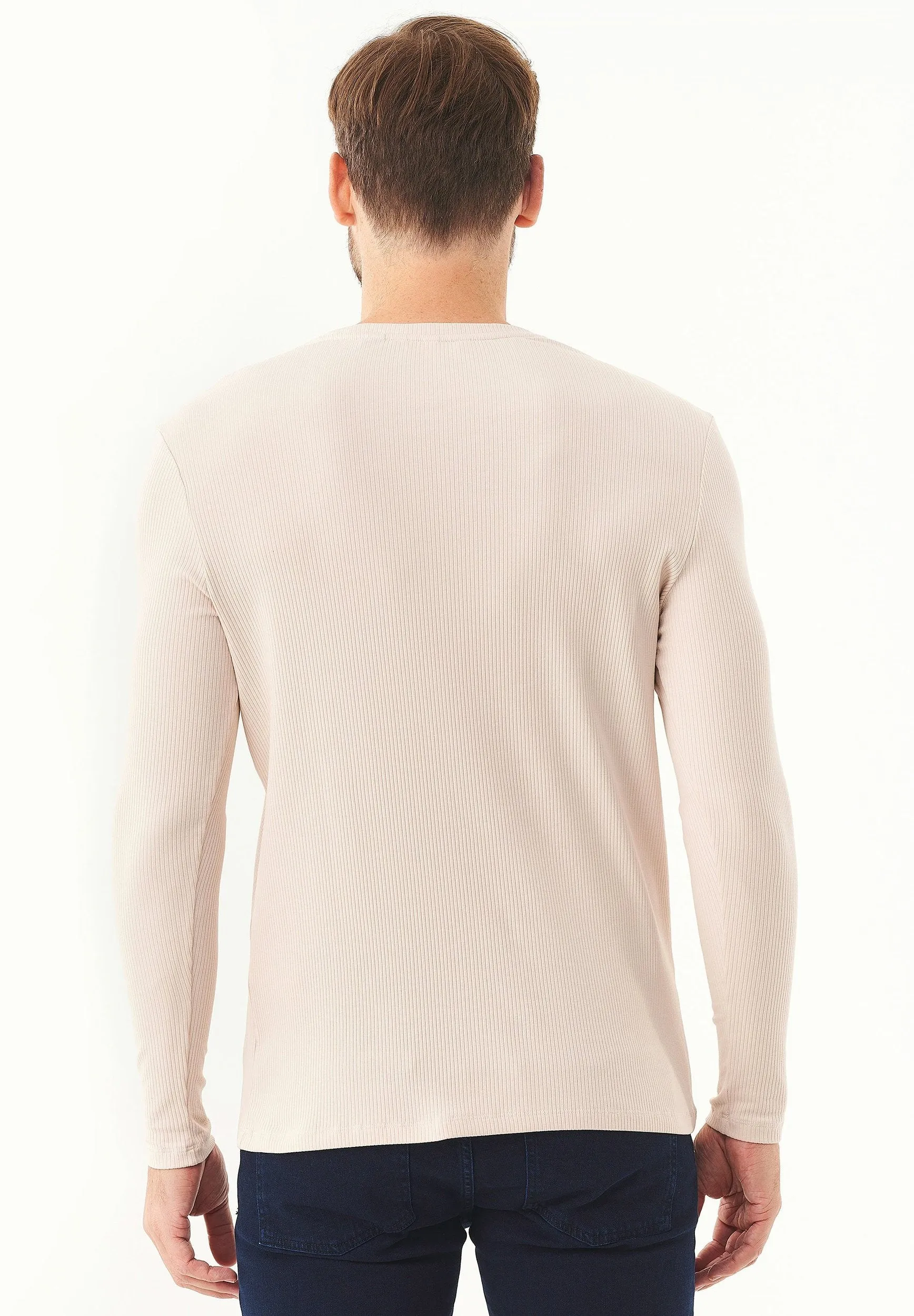 Men's Long-Sleeved Ribbed O-Neck Shirt Stone sold by Ivalo.com product image thumbnail 2