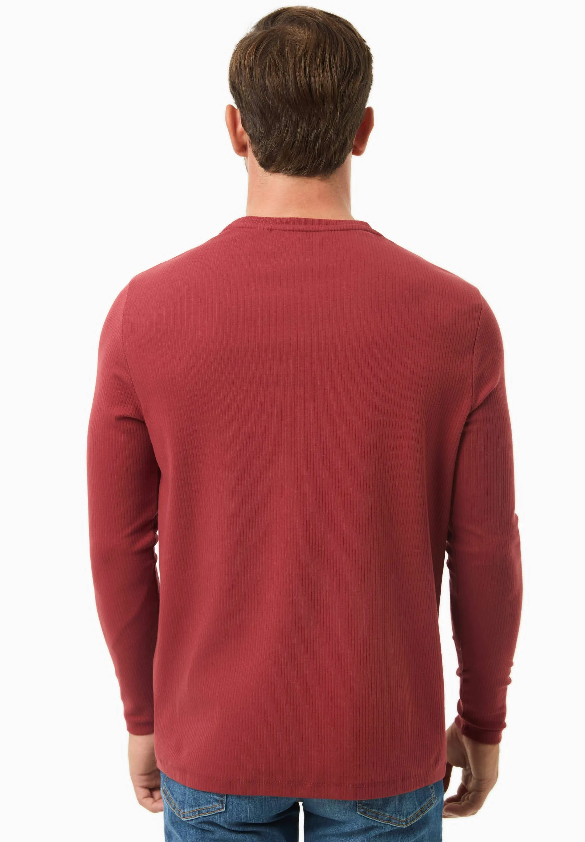 Men's Long-Sleeved Ribbed O-Neck Shirt Merlot sold by Ivalo.com product image thumbnail 2