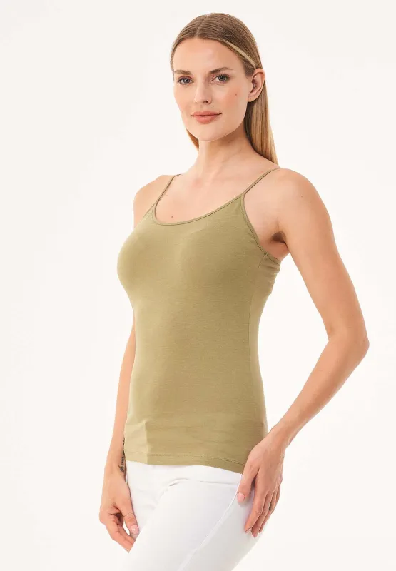 Women's Lyocell Blend Spaghetti Strap Top Olive sold by Ivalo.com