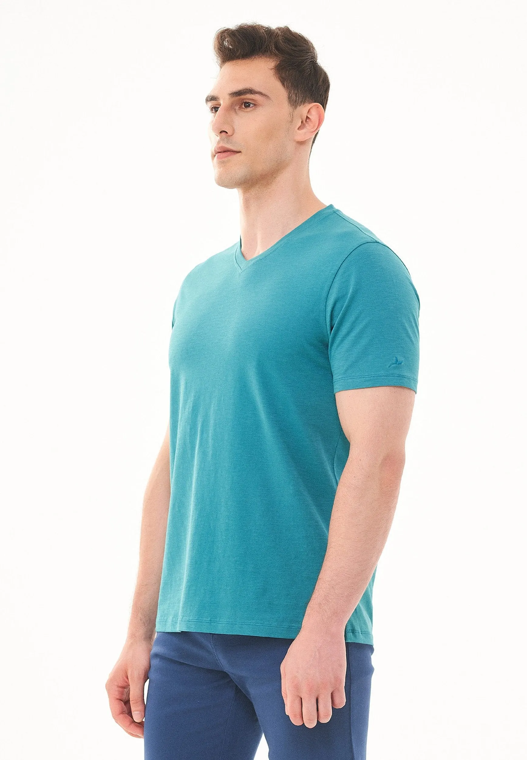 Men's Basic V-Neck T-Shirt Petrol Green sold by Ivalo.com product image thumbnail 4