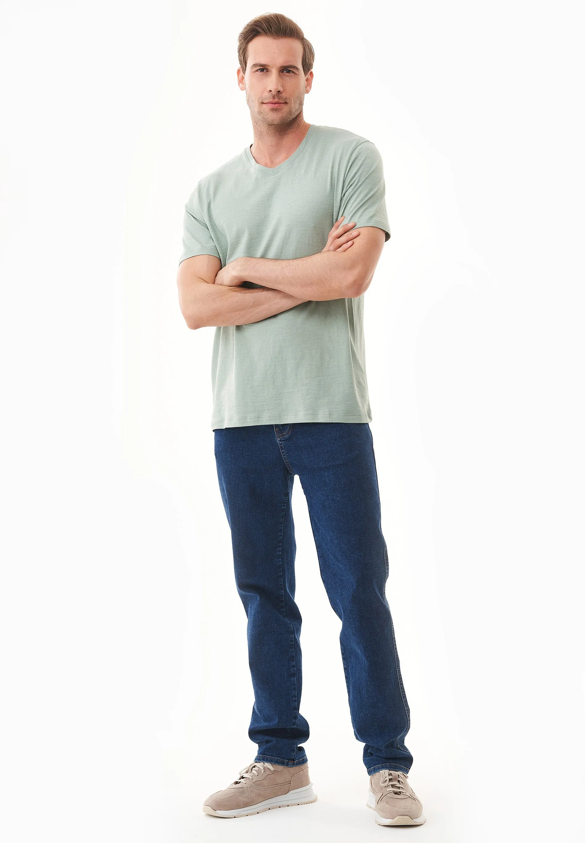 Men's Basic V-Neck T-Shirt Water Green sold by Ivalo.com product image thumbnail 3