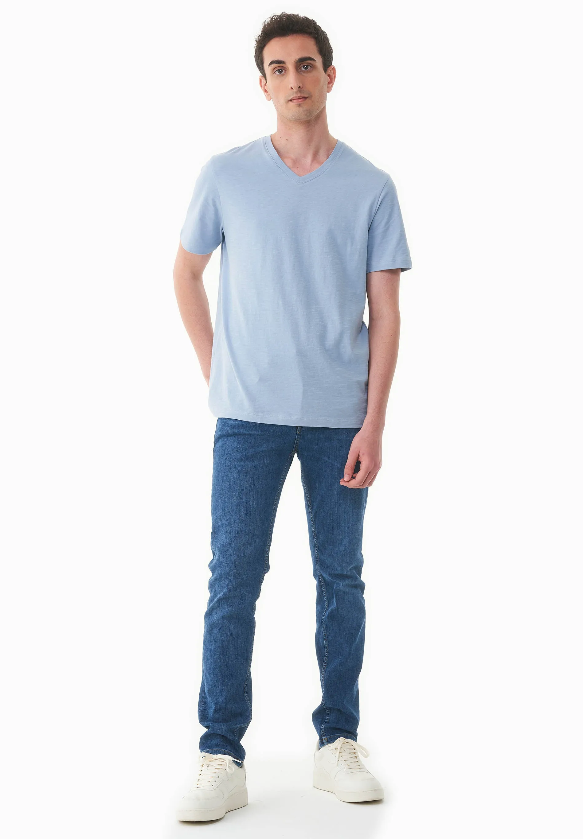 Men's Basic V-Neck T-Shirt Ice Blue sold by Ivalo.com product image thumbnail 3