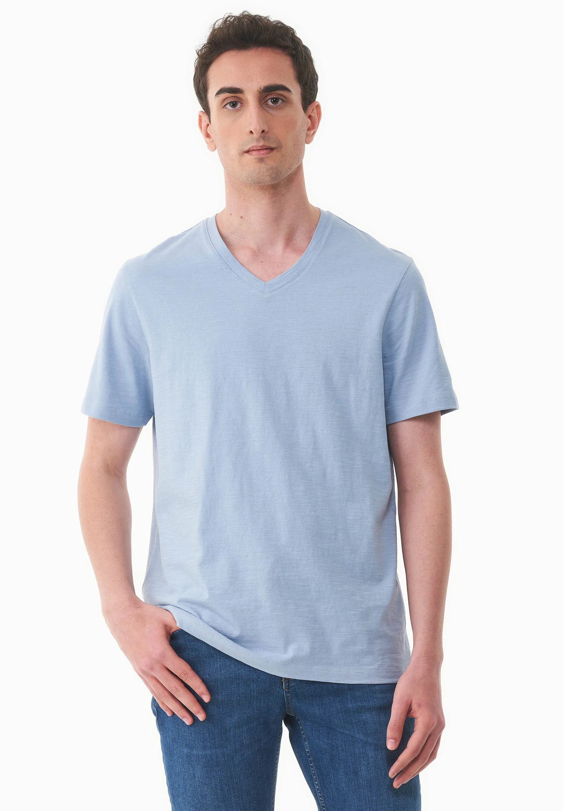 Men's Basic V-Neck T-Shirt Ice Blue sold by Ivalo.com