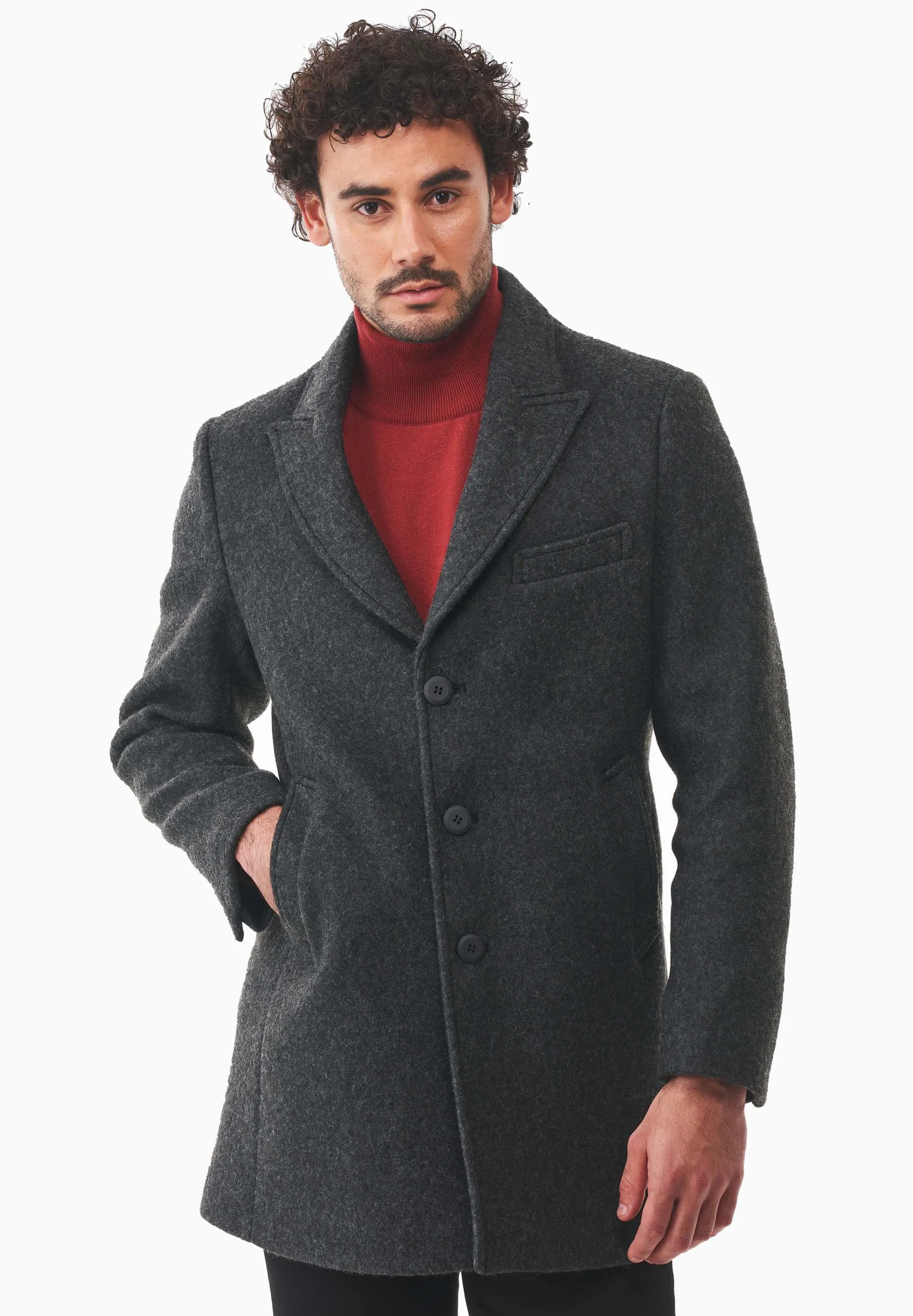 Men's Wool Blend Coat Asphalt sold by Ivalo.com